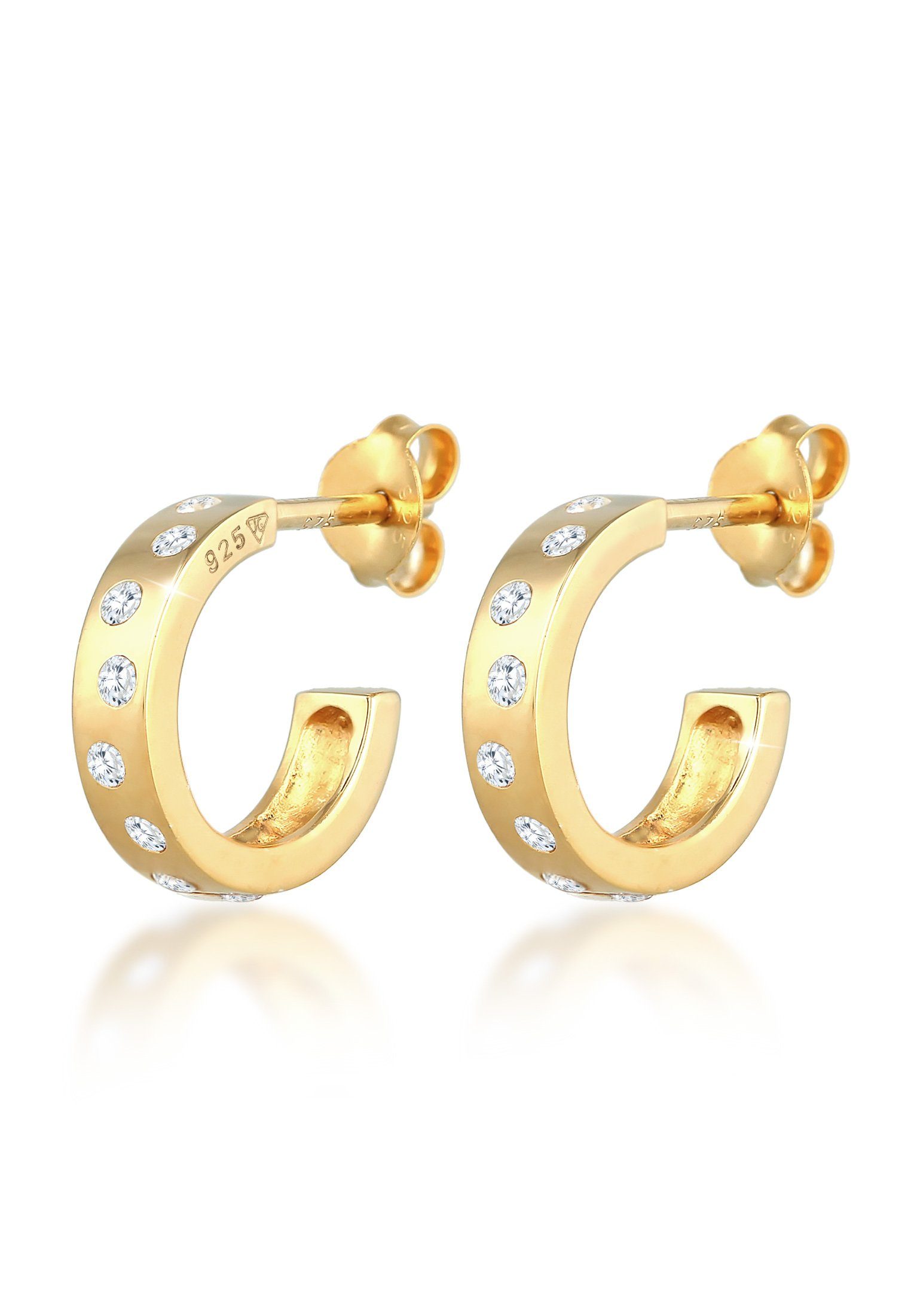 Paar Creolen Creolen Stecker Zirkonia Mini Hoops 925 Silber