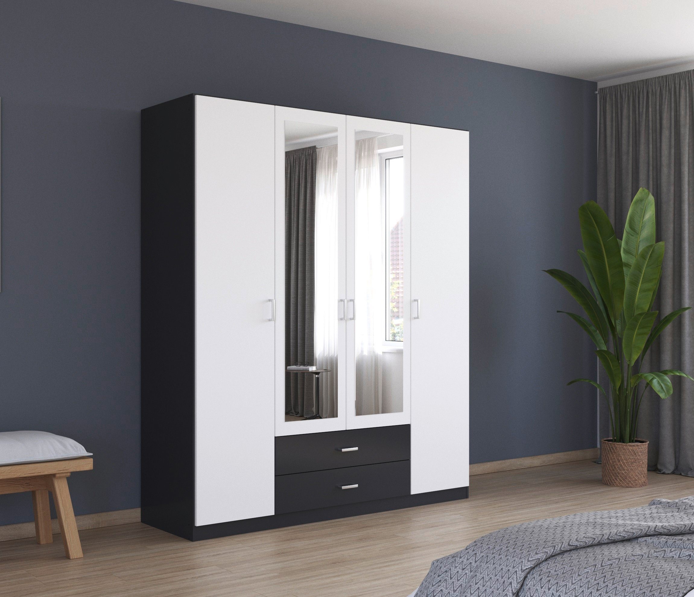rauch Kleiderschrank Schrank Garderobe Ankleide GAMMA Breiten 91/136/181/226/271/315/360 cm (in 3 Ausstattungen BASIC/CLASSIC/PREMIUM (inkl. SOFT-CLOSE-Funktion – Bild 2 von 5