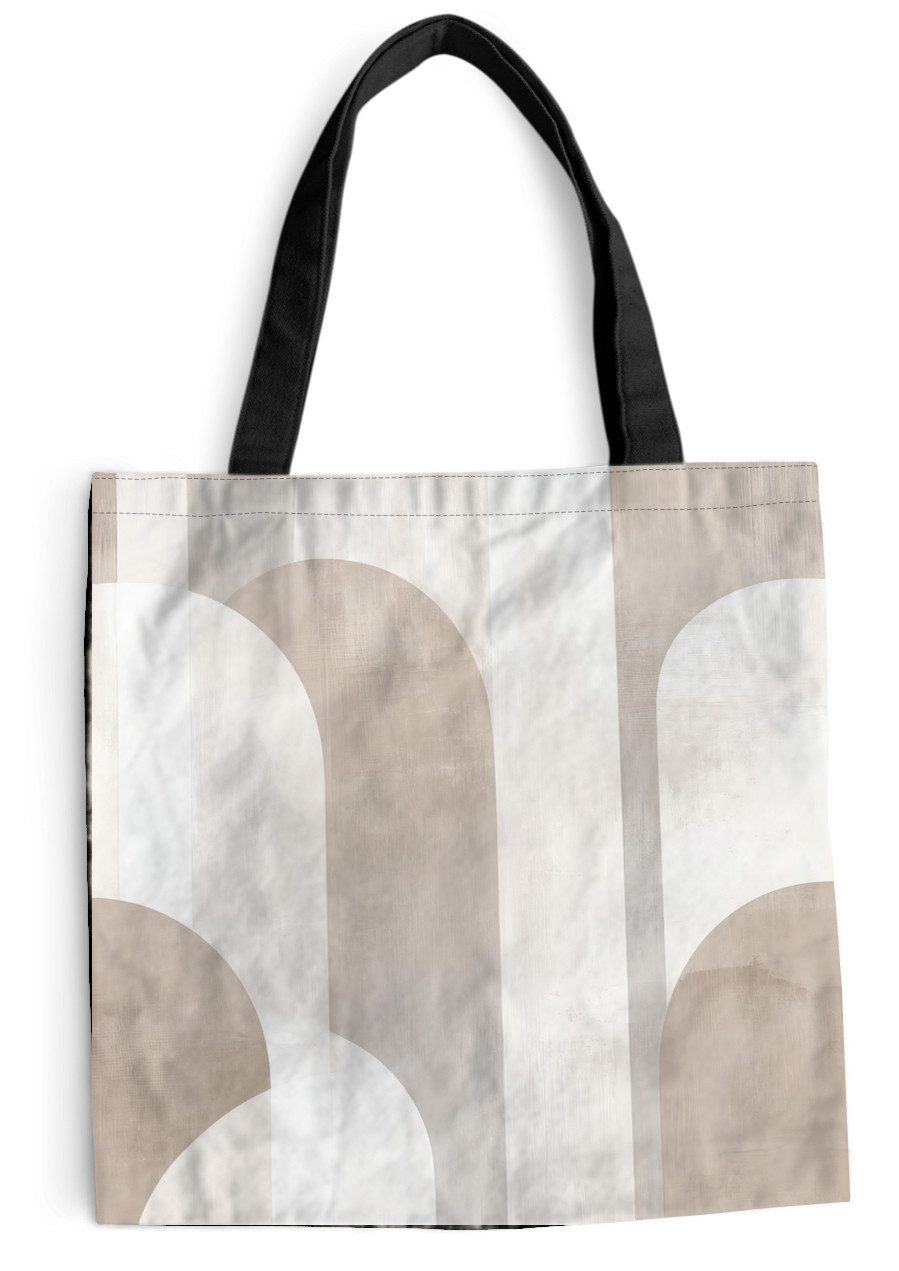 MuchoWow Shopper Abstrakte Bögen - Modern - Beige, Handtasche, Damen und Herren, Schultertasche, Umhängetasche, Tote Bag