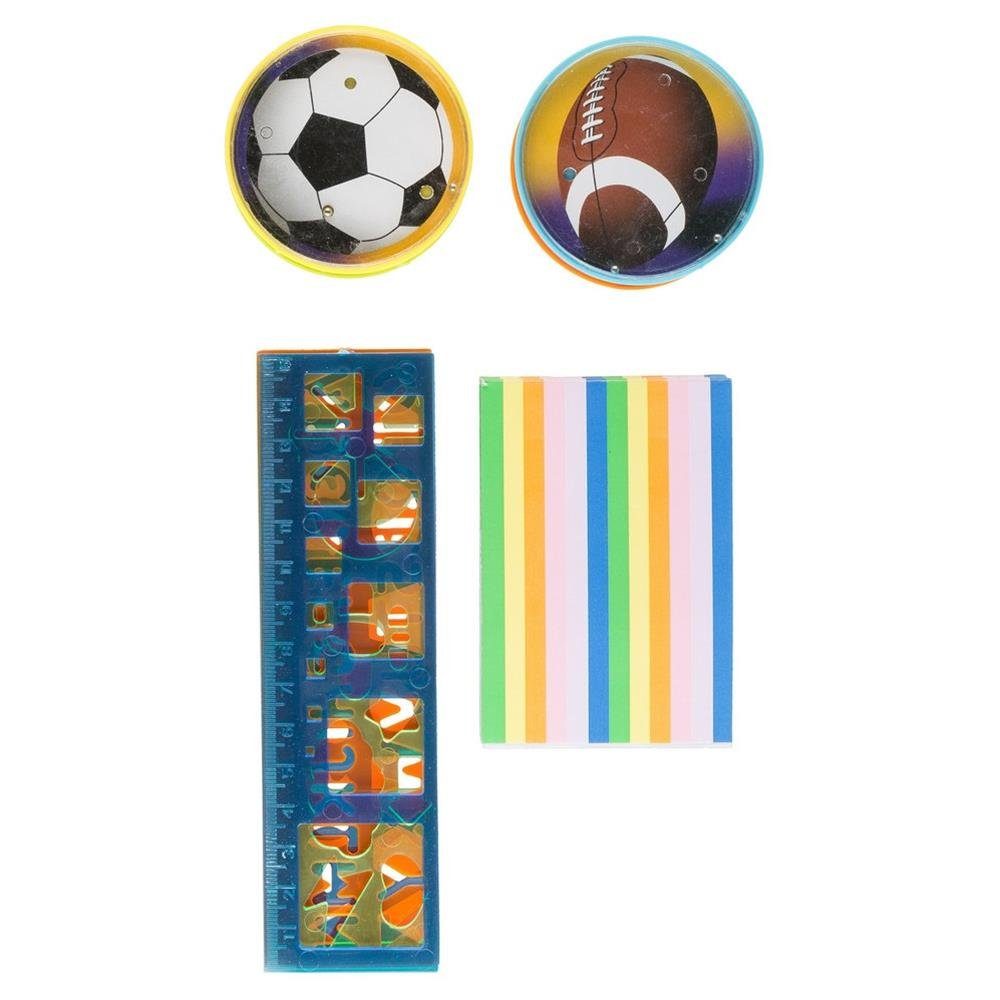 Idena Spielesammlung Partyspaß Set mit 14 Artikeln, (4x Geduldspiele, 6x Notizblöcke, 4x Lineale) Mitgebsel