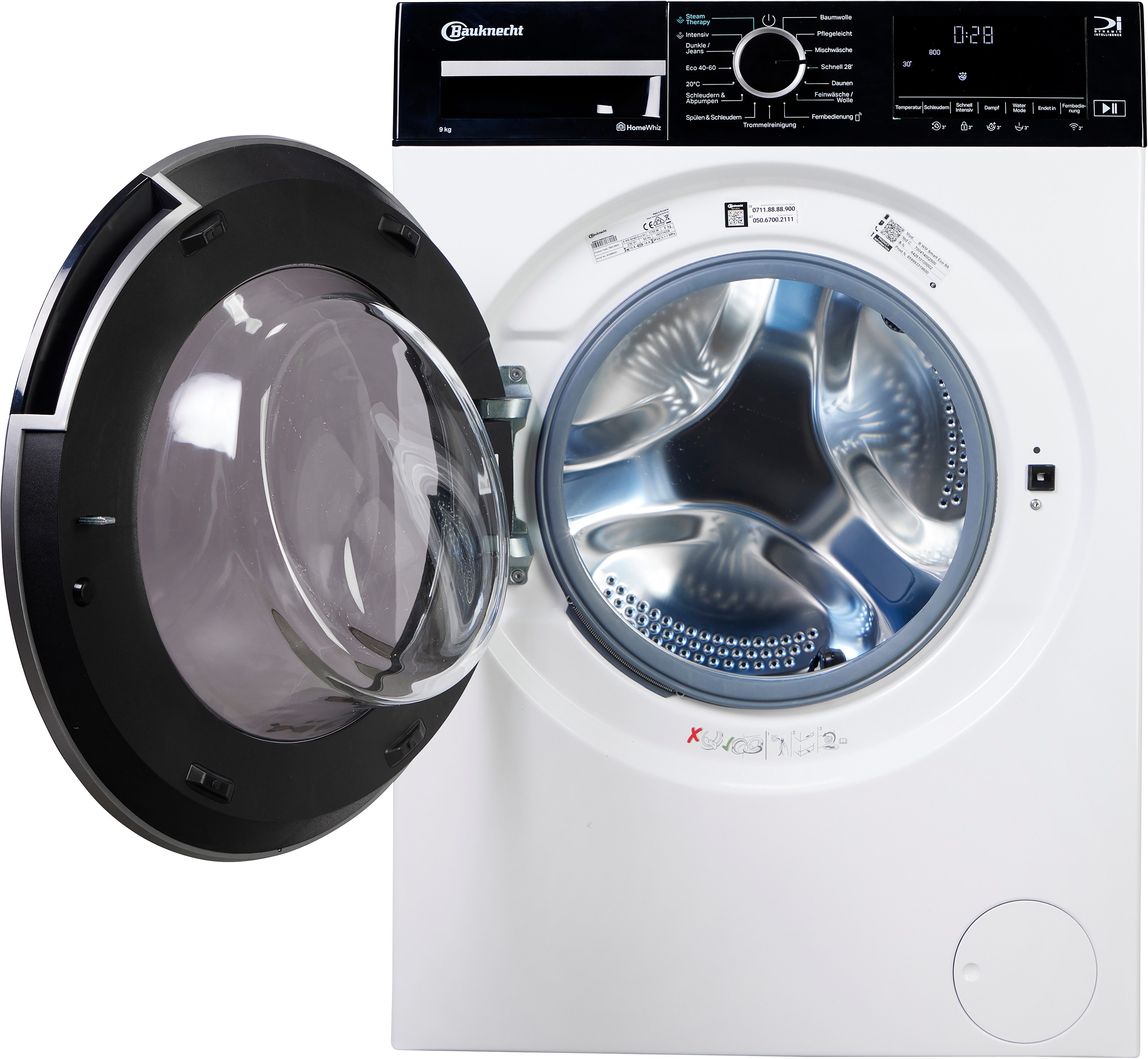 BAUKNECHT Waschmaschine B WM Smart Eco 9A, 9 kg, 1400 U/min, AdaptiveWash – Intelligente Adaption der Waschprogramme