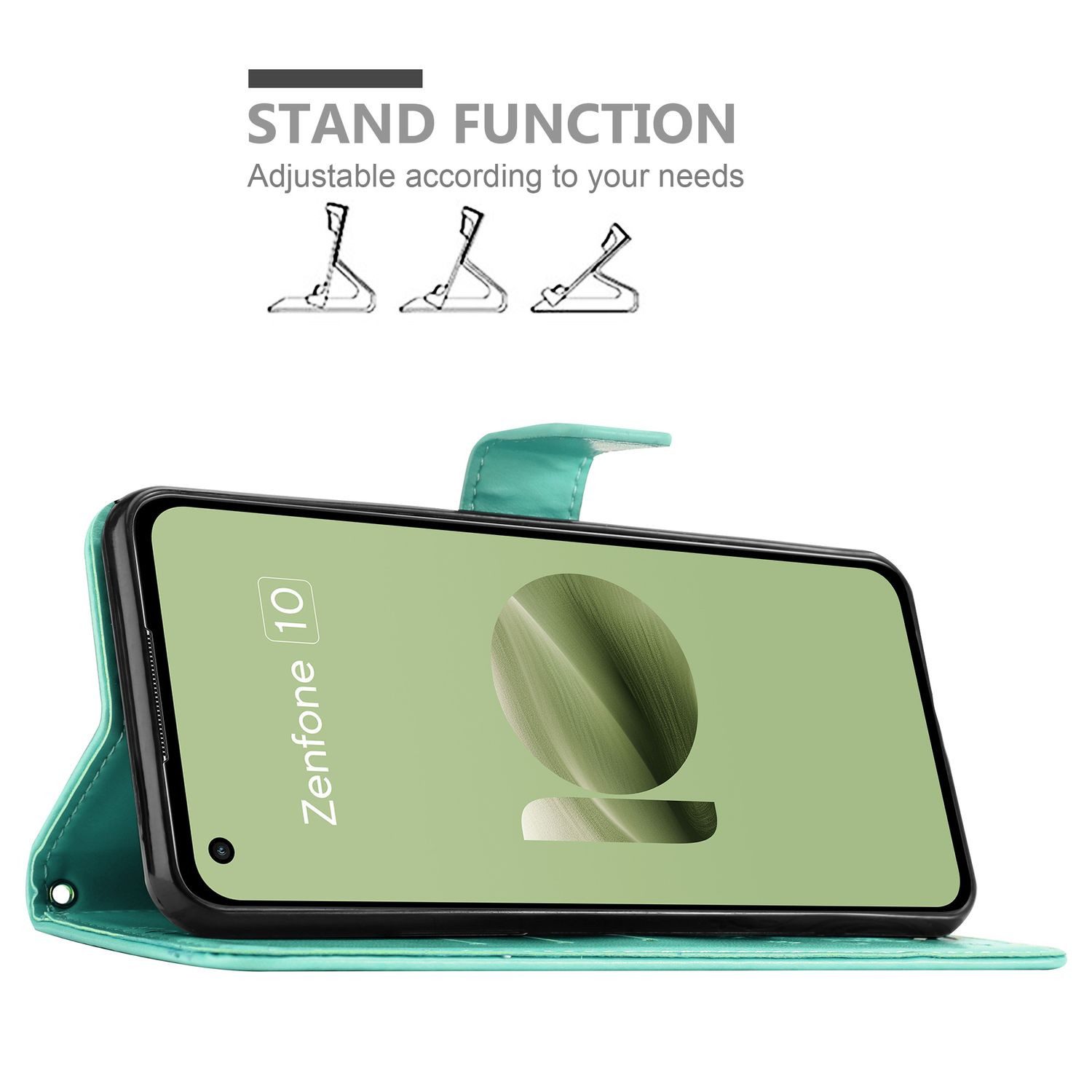 Cadorabo Handyhülle für Asus Zenfone 10 Hülle Asus Zenfone 10, Hülle Schutzhülle Blumen Flower mit Standfunktion Kartenfach Magnet