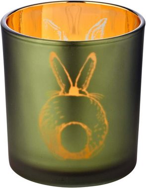 EDZARD Teelichthalter Hase (2er, Set), Windlicht mit Hasen-Motiv, 2er-Set für Teelichter, Höhe 8 cm, Ø 7 cm