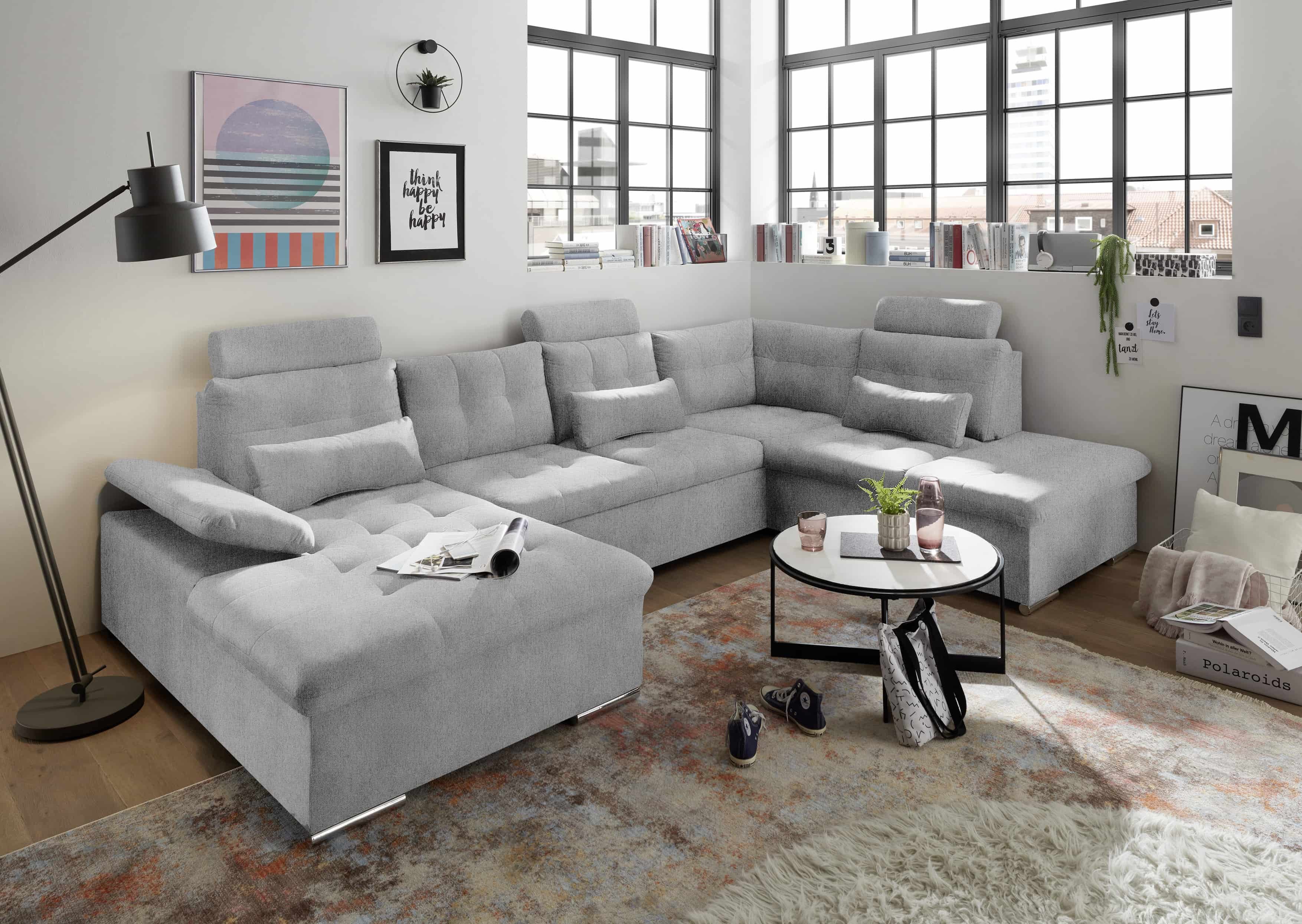 ED EXCITING DESIGN Wohnlandschaft Jakarta, mit Schlaffunktion, Bettkasten, Kopfstützen,Nierenkissen