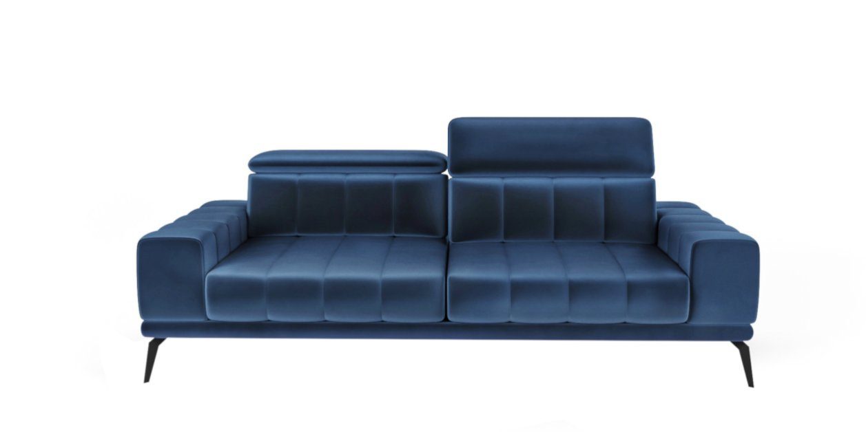 Sofa 3-Sitzer 3-Sitzer Sofa Modernes Salvio Metallfüße Dreisitzer 3 - Siblo Blau -