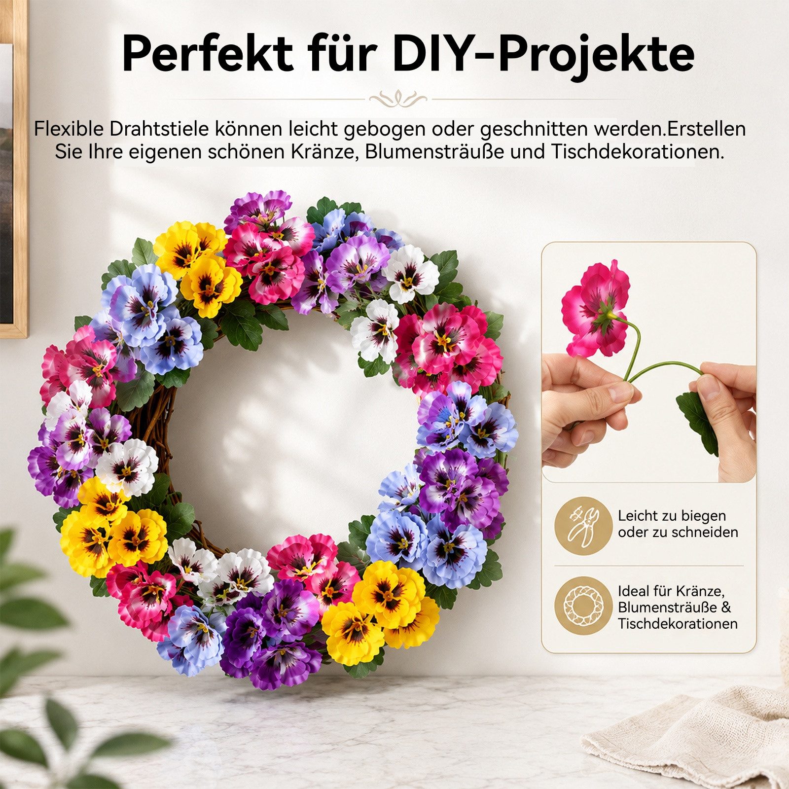 Kunstblume 12 Bündel Kunstblumen wie Echt Balkon, UV-beständig, Wetterfest Gänseblümchen, BlingBin, Höhe 33 cm, Künstliche Gänseblümchen Balkonpflanzen Balkonbl – Bild 4 von 5