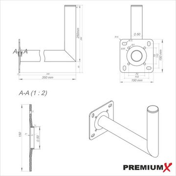 PremiumX 35cm Wandhalter Aluminium SAT Wand Halterung ALU SAT-Halterung