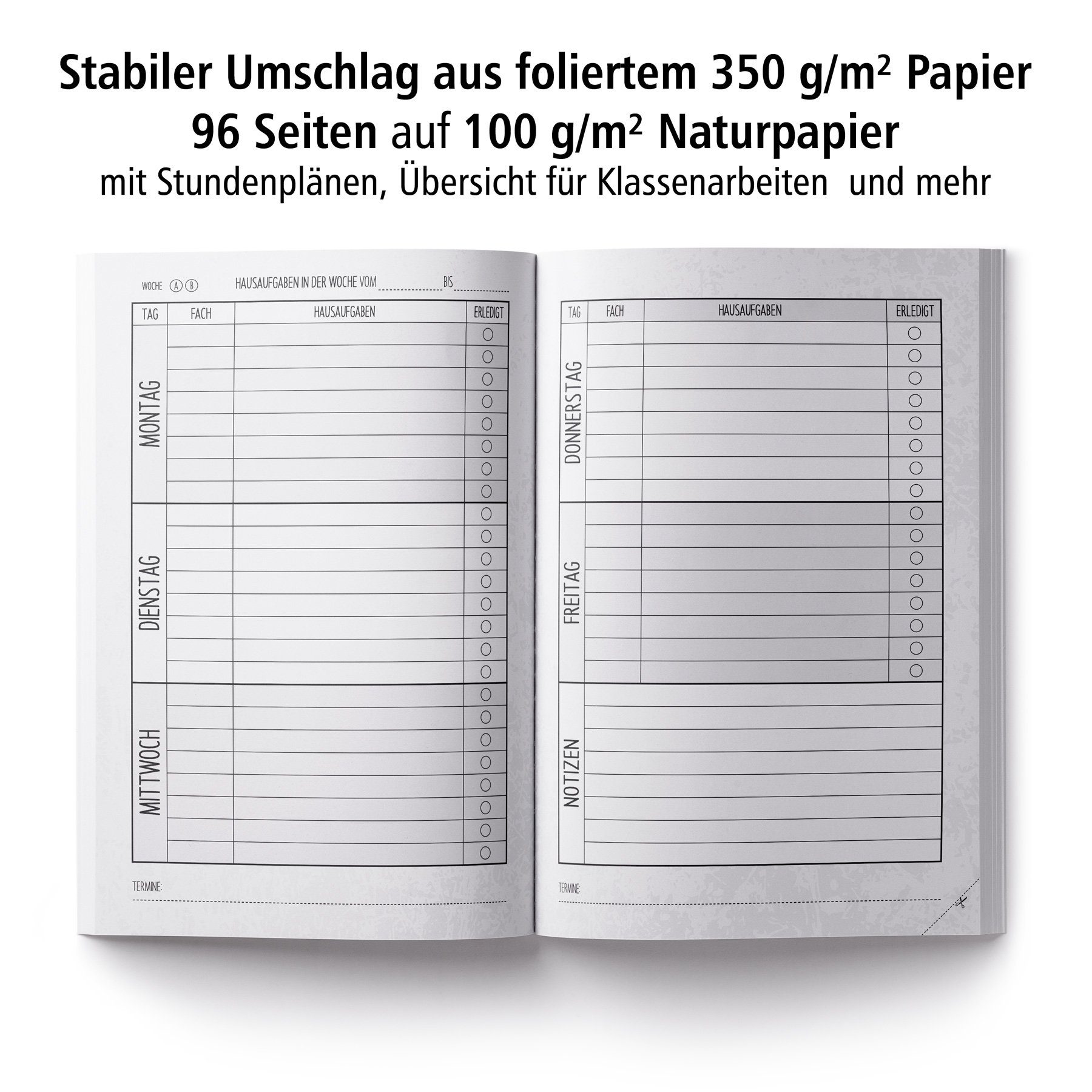 itenga Notizheft itenga 100g Naturpapier DIN Hausaufgabenheft A5, T-Rex 96 Seiten