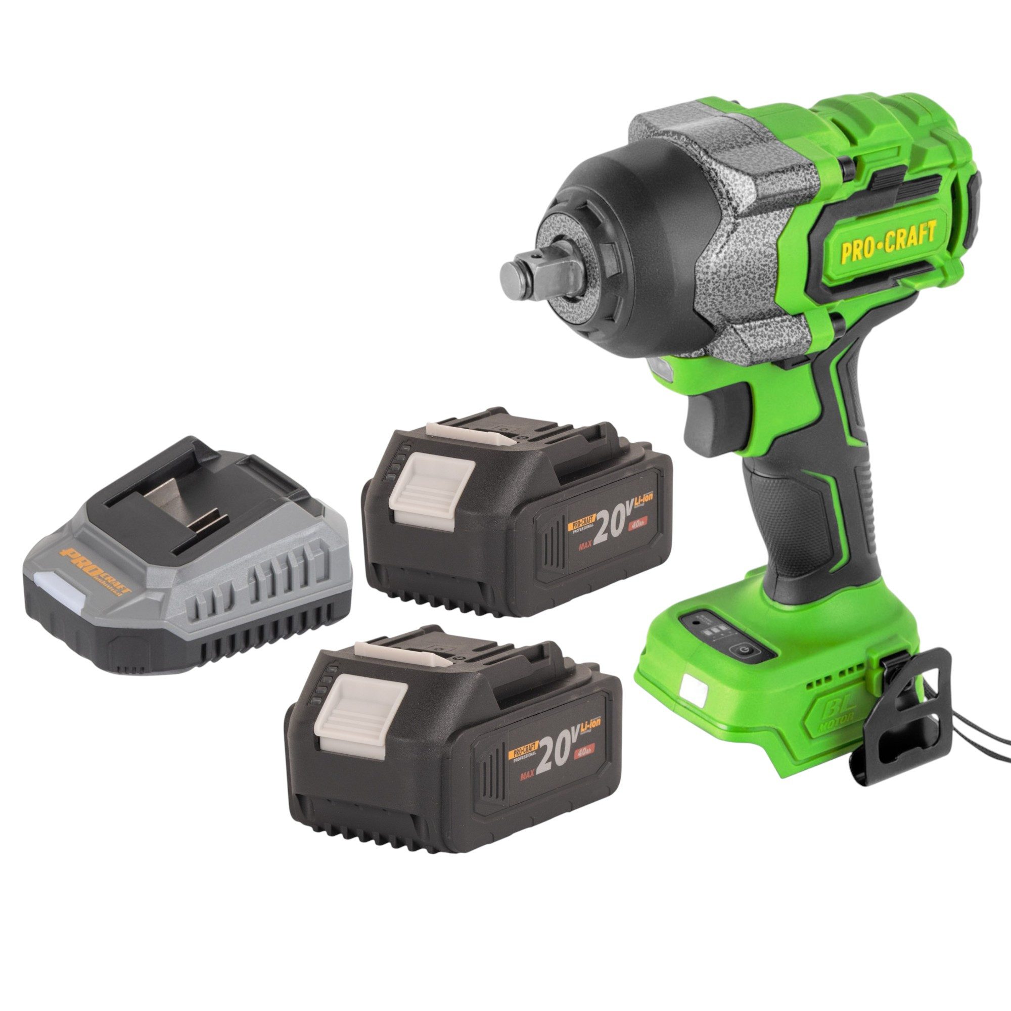 PRO CRAFT Akku-Schlagschrauber PWA36bb 20 V 850 Nm 1/2" Brushless + 2x Akku 4,0 Ah + Ladegerät