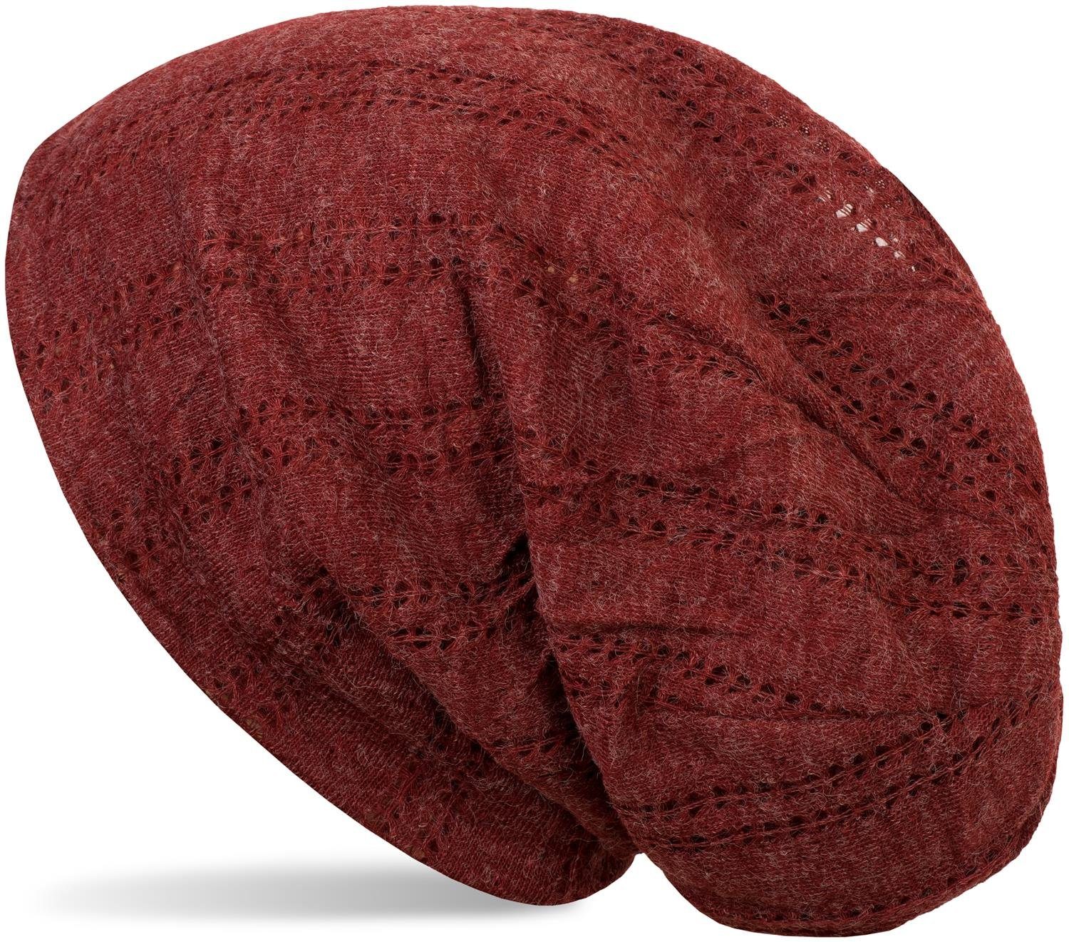 Strickmütze Feinstrick Beanie mit Lochmuster