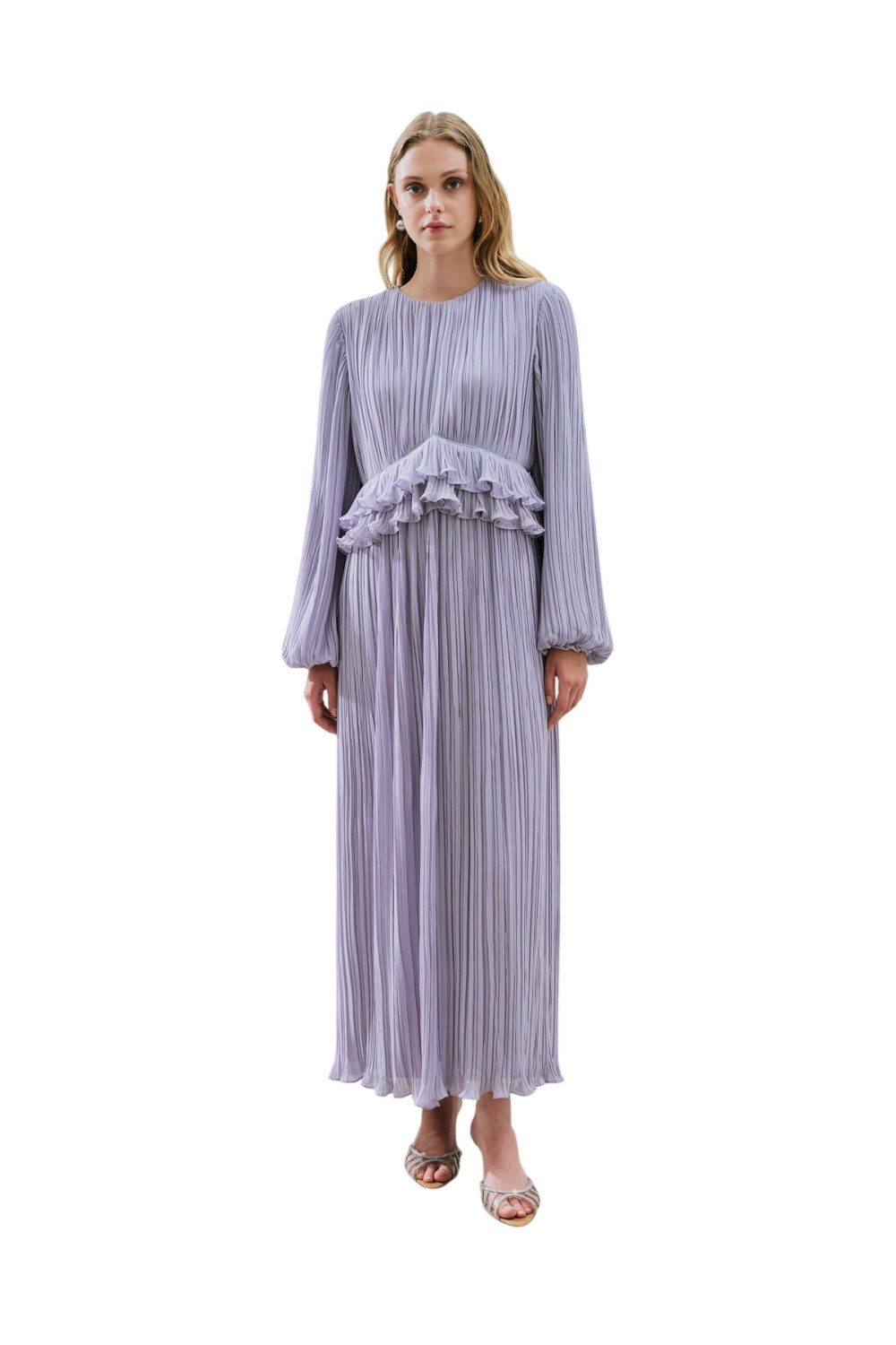 MANUKA Midikleid MILA Plissiertes Lagenkleid, Schwarz