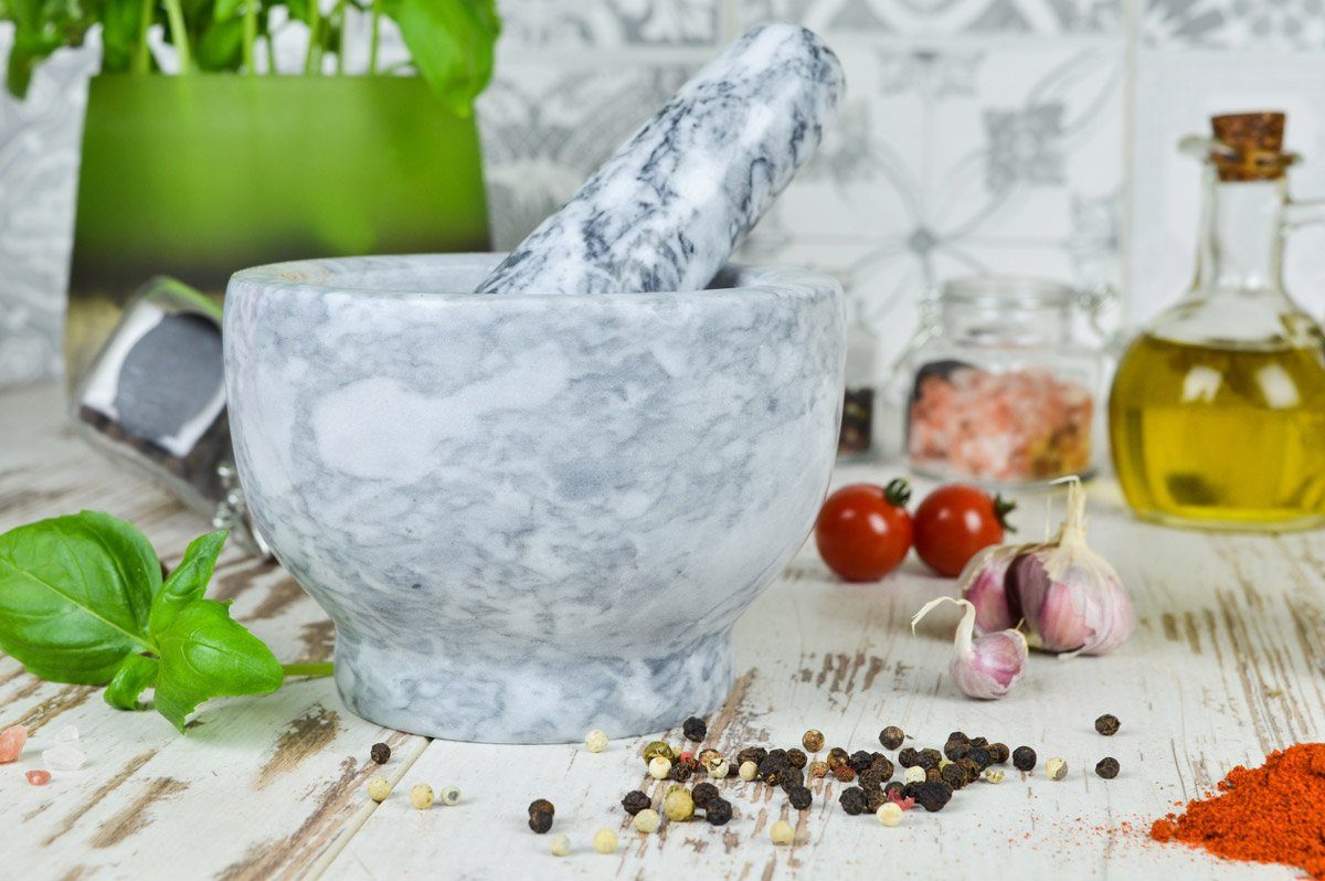 Sendez Mörser mit Stössel 2tlg aus Marmor Gewürzmörser 2,3 kg, (2-tlg)