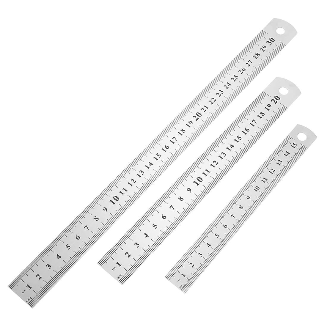 YI Lineal 3pcs Stahllineal Werkstattlineal Edelstahl Maßstab15/20/30cm