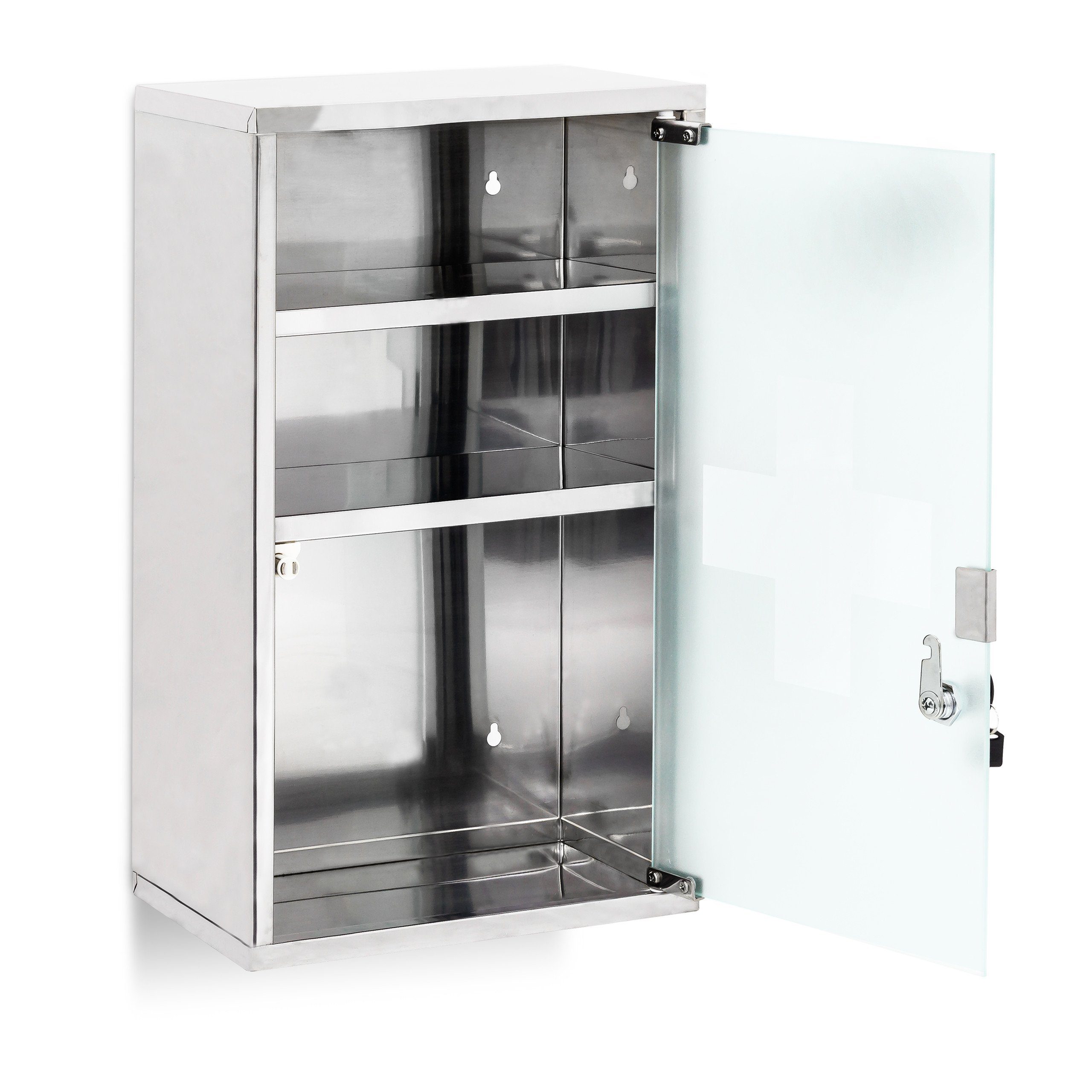 relaxdays Medizinschrank EMERGENCY Edelstahl XL (1-St) – Bild 3 von 5