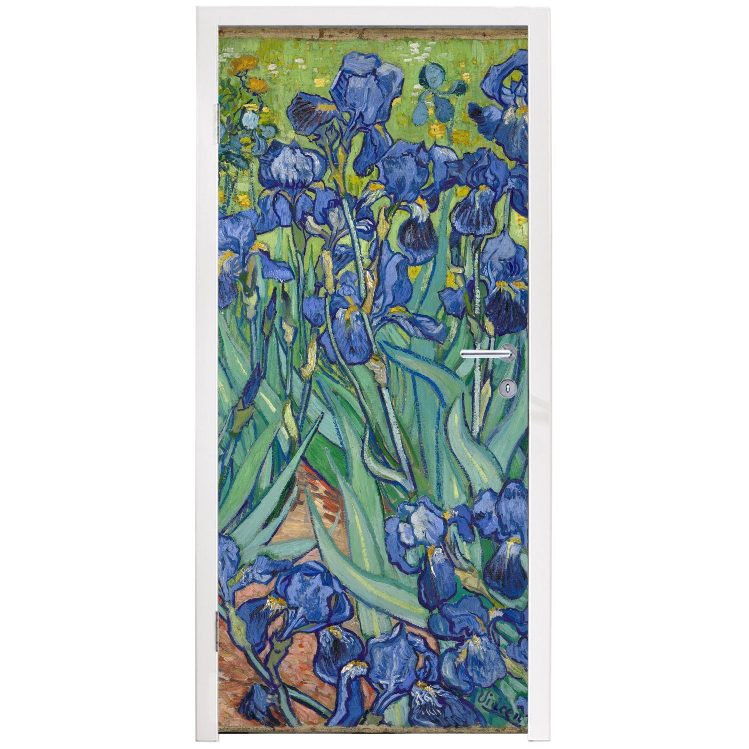 - Türtapete Tür, Vincent Türaufkleber, für MuchoWow Schwertlilien Fototapete (1 St), cm Gogh, van 75x205 bedruckt, Matt,