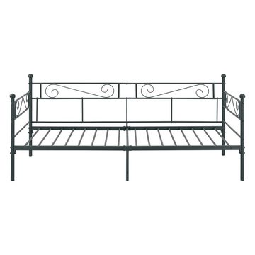 en.casa Metallbett, »Kerava« Einzelbett 90x200 cm mit Kaltschaummatratze Schwarz