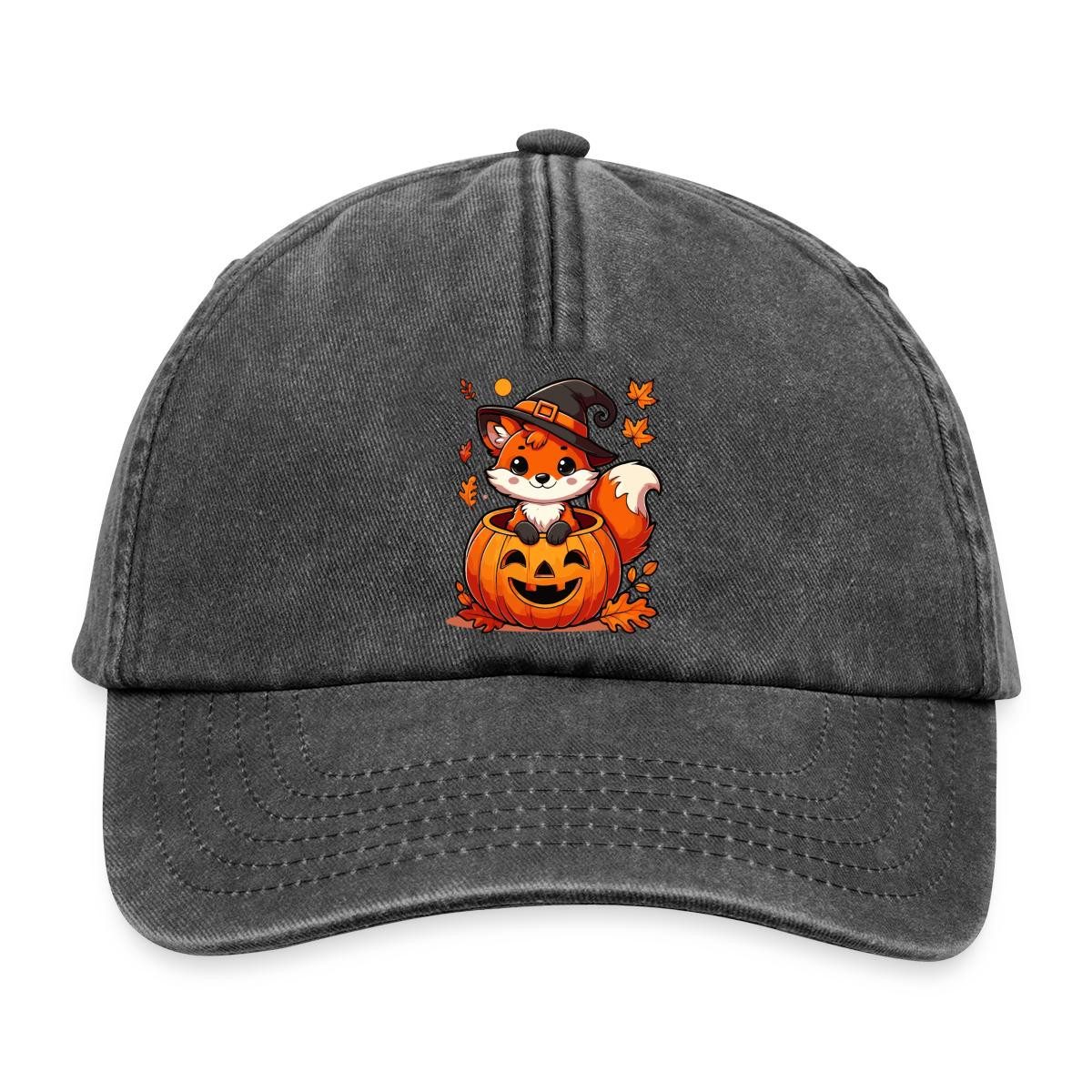 Spreadshirt Baseball Cap Süßer Halloween Fuchs Im Kürbis Mit Hexenhut Vintage Cap (1-St)