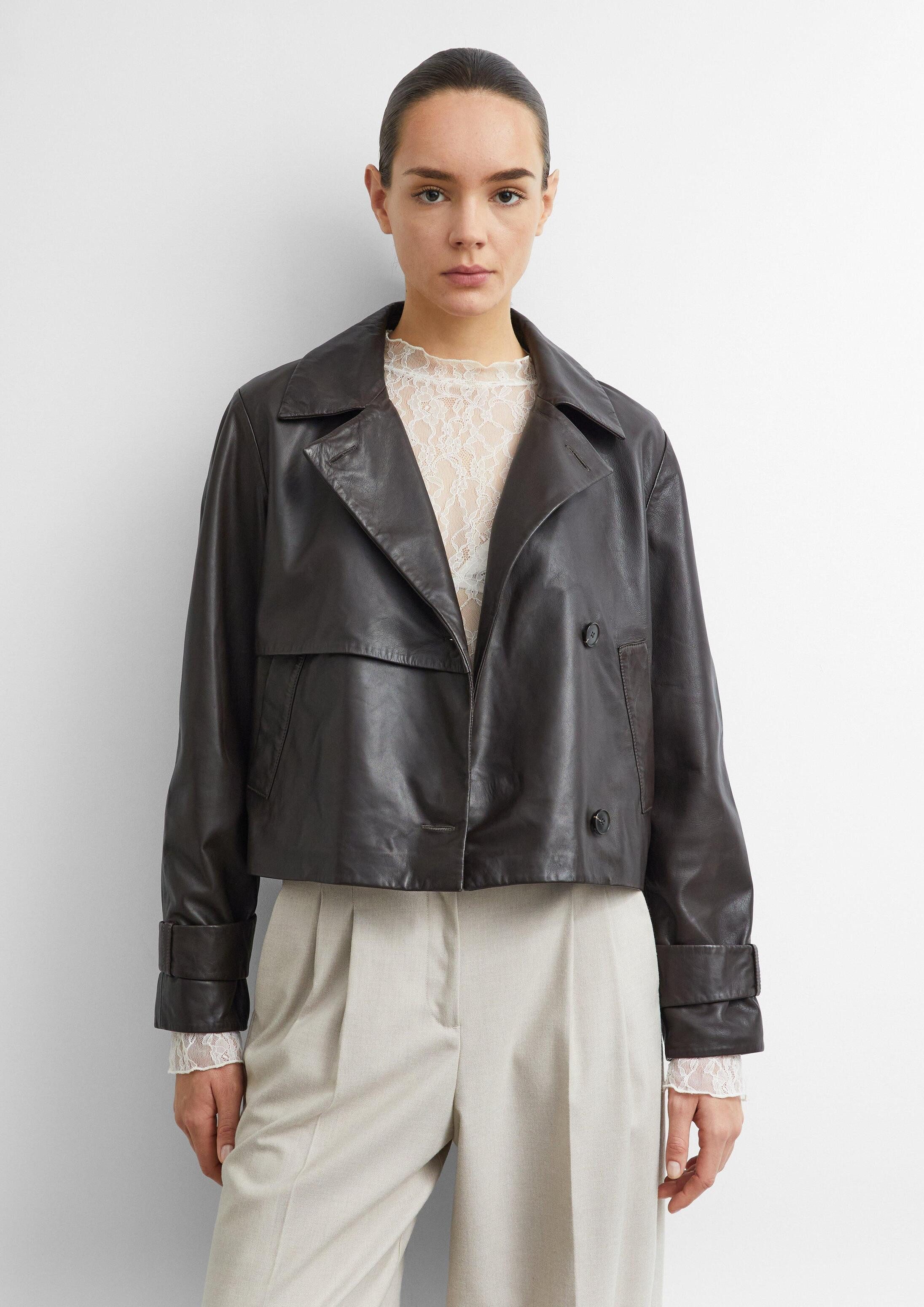 comma Funktionsjacke Indoor-Jacke Indoor-Jacke aus hochwertigem Lammleder im Trench-Stil