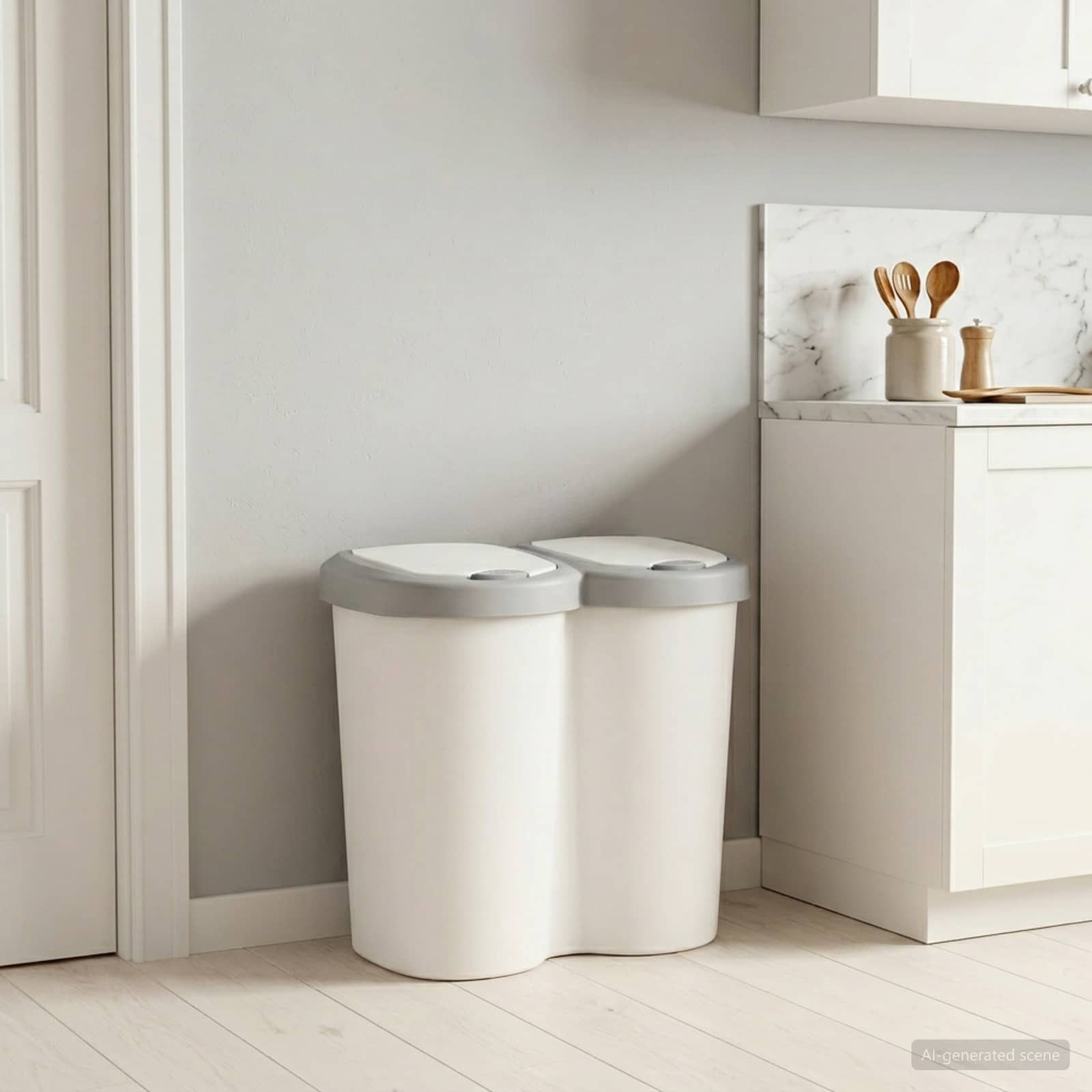 vidaXL Terrassendielen Mülltonne Weiß 49,5 x 30 x 46,5 cm PP, BxL: je 30x49.5 cm, (1-St)