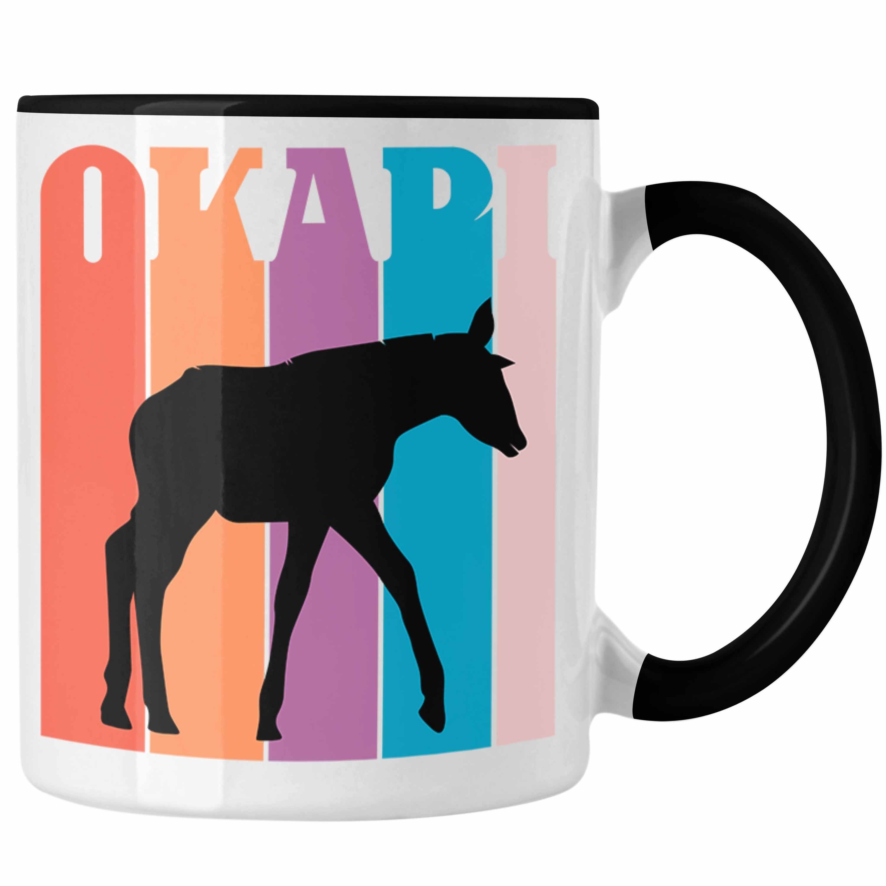 Trendation Tasse Lustige Okapi Tasse Geschenk für Okapi Liebhaber Grafik Schwarz