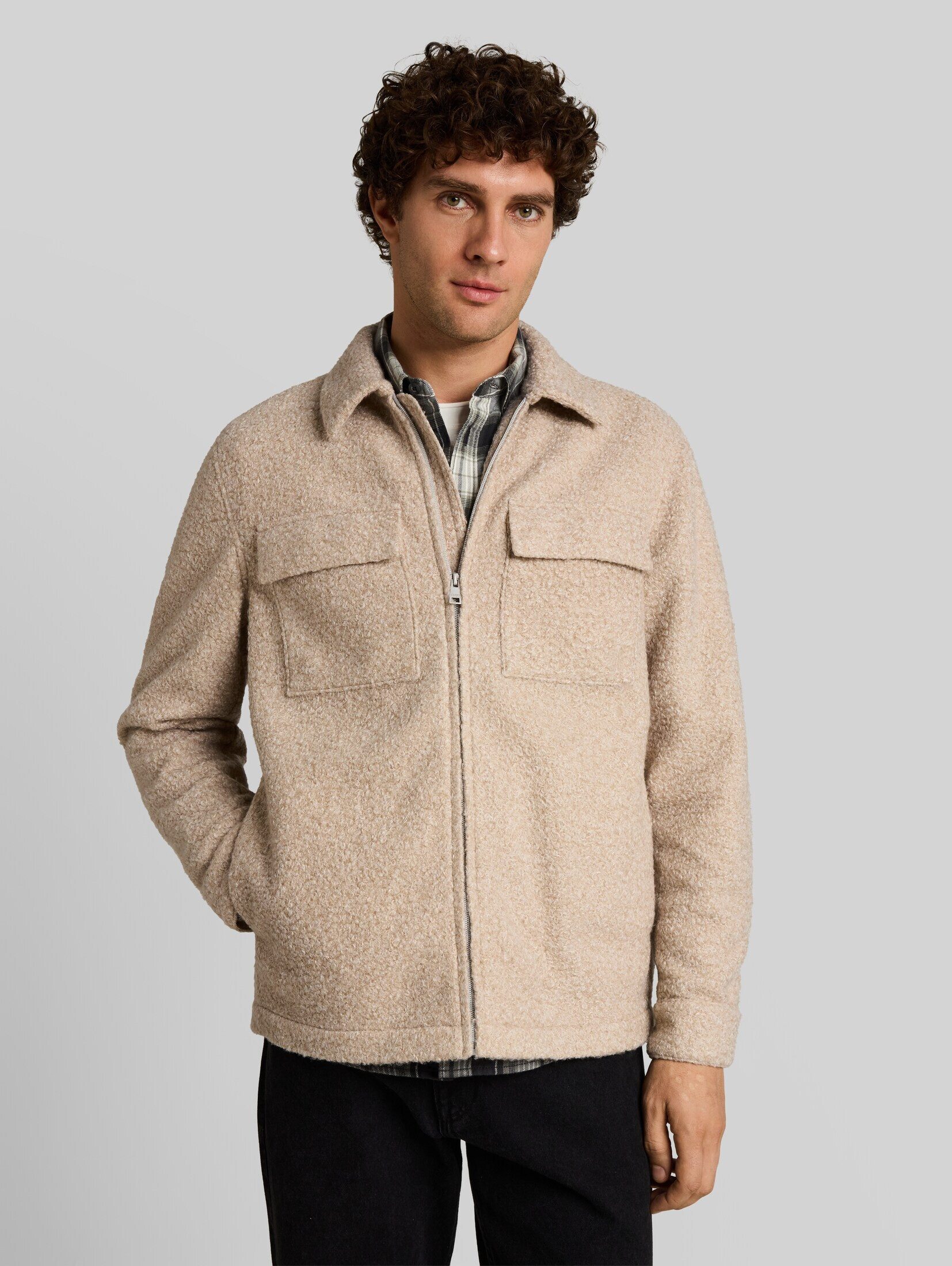 TOM TAILOR Denim Wolljacke Jacken Bouclé Overshirt mit Reißverschluss