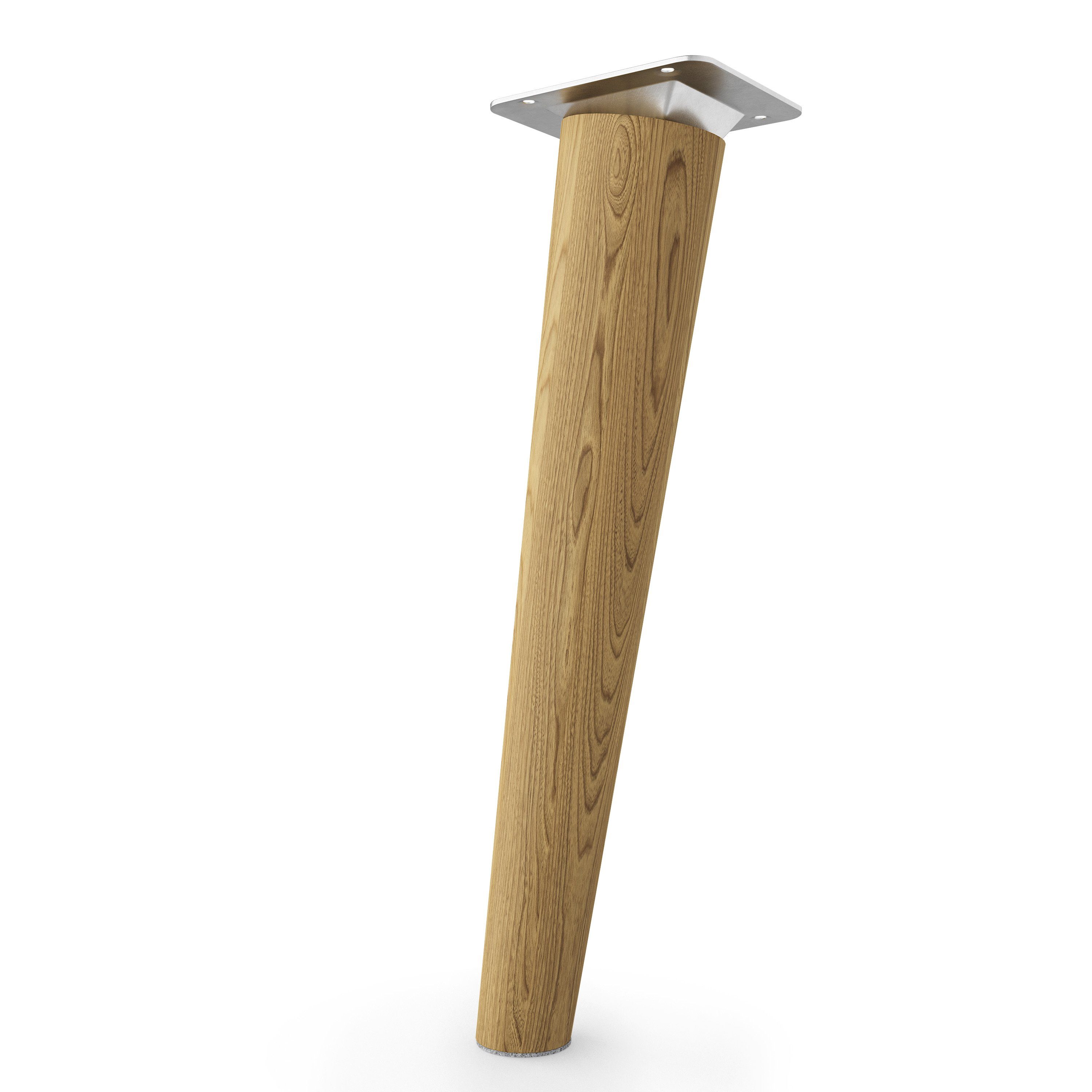 sossai® Möbelfuß Holzfüße Rund schräge Ausführung - Eiche, (4-St), 8cm - 71cm