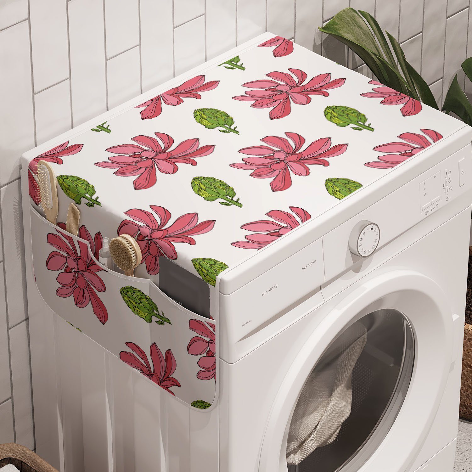 Abakuhaus Badorganizer Waschmaschine und Trockner, Anti-Rutsch-Stoffabdeckung Bouquets Jungle für Hawaiian Botanisch