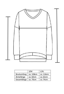 Zwillingsherz Sweatshirt V-Ausschnitt im Used-Look leicht ausgefranst