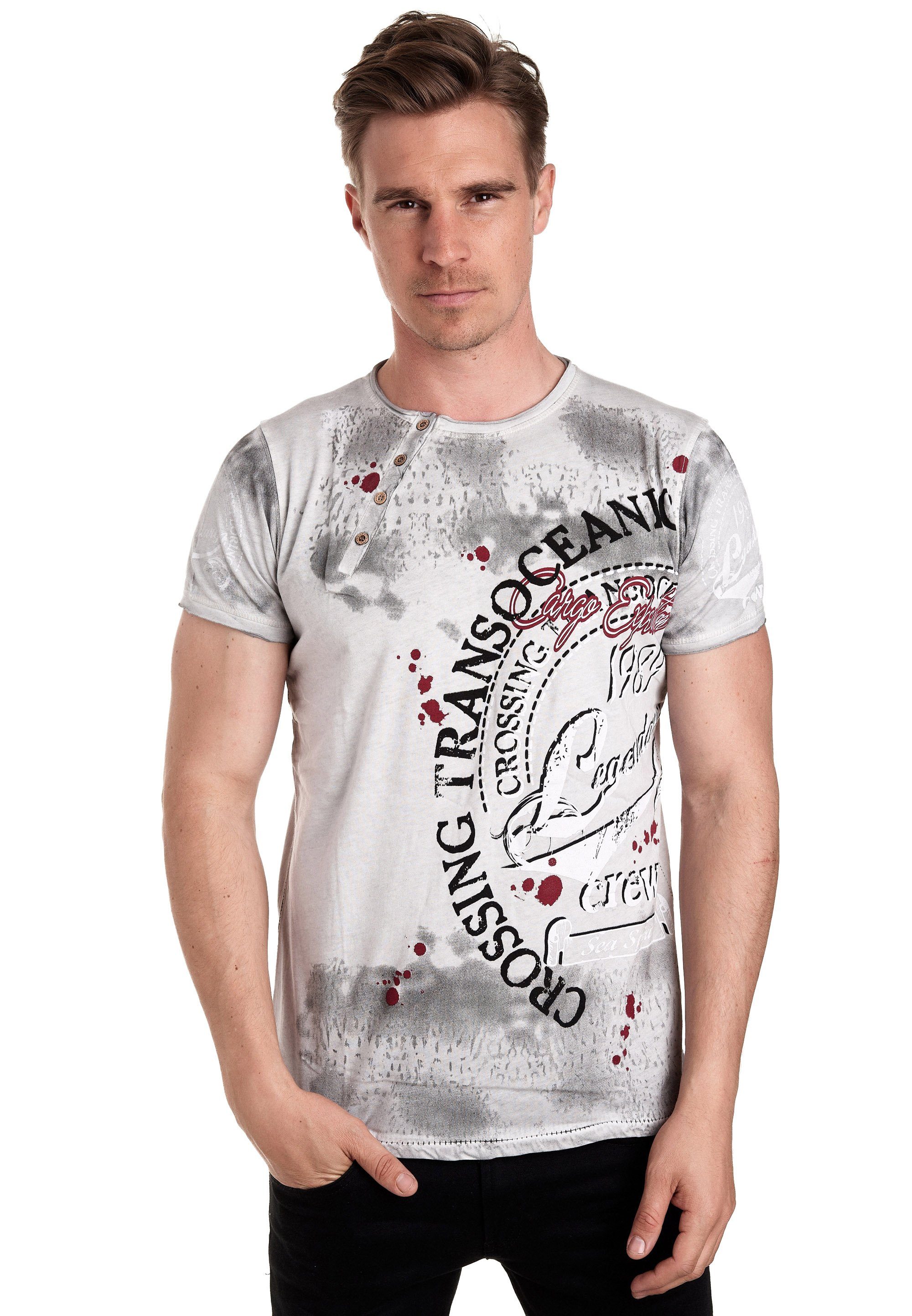 Rusty Neal T-Shirt mit plakativem Frontprint grau | T-Shirts