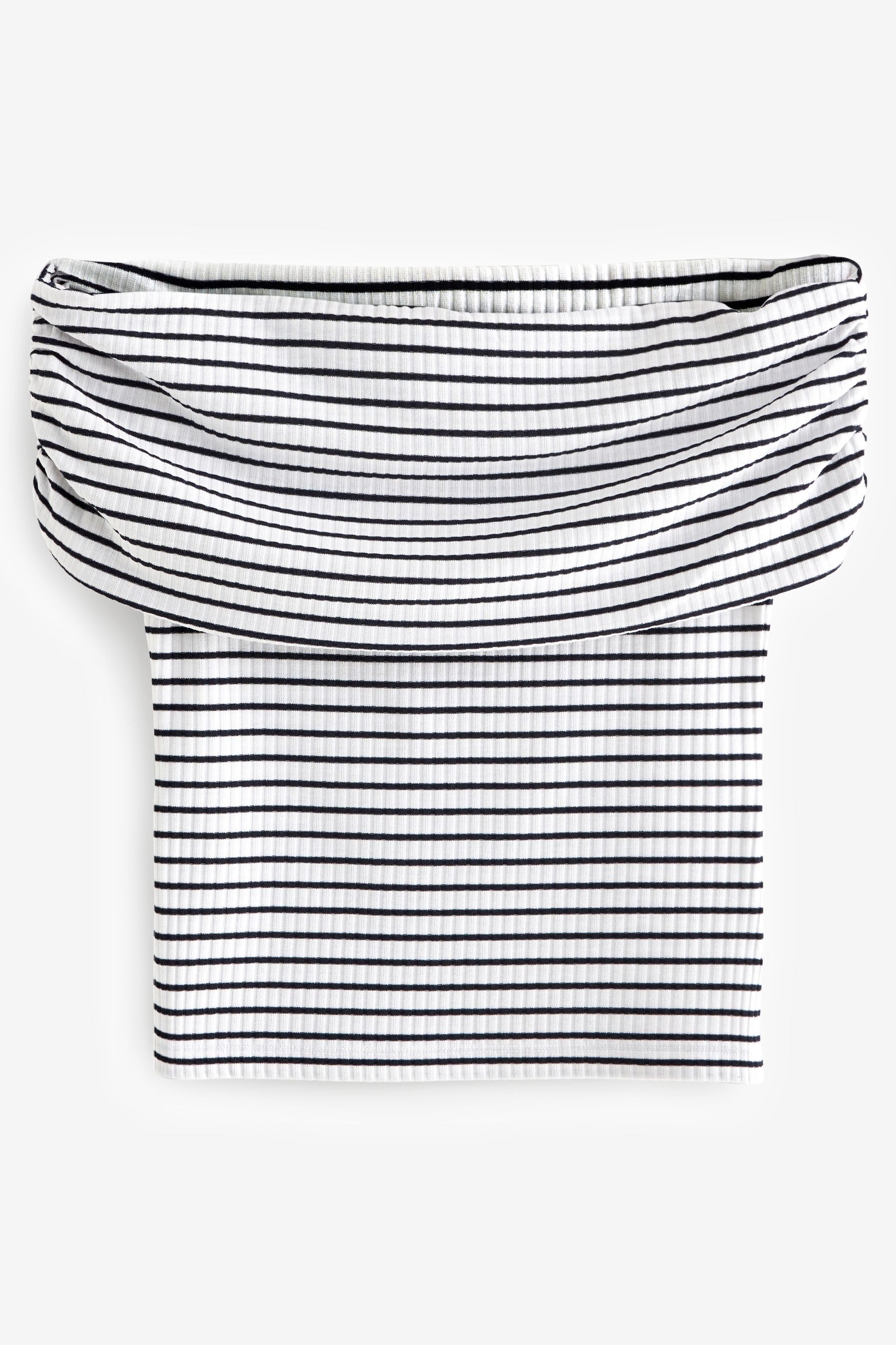 T-Shirt Schulterfreies, geripptes Bardot-Oberteil