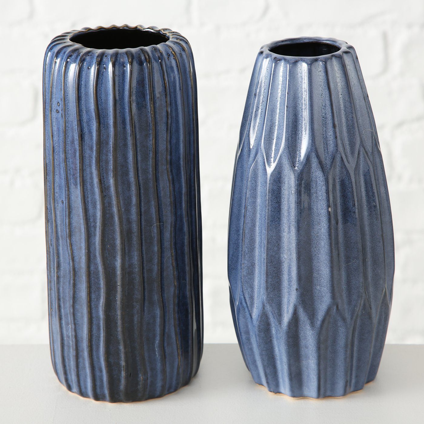 Tischvase 2er-Set Vasen Aquarel in Meeresblau