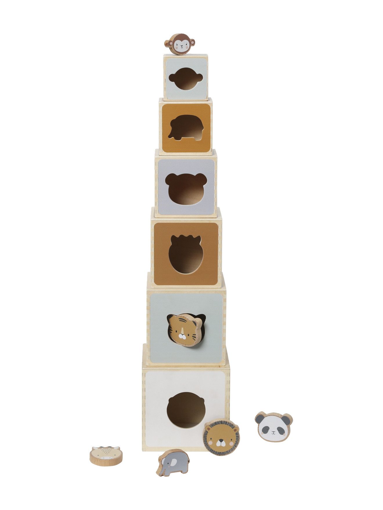 vertbaudet Lernspielzeug Baby Stapelturm mit Steckspiel aus Holz FSC® günstig online kaufen
