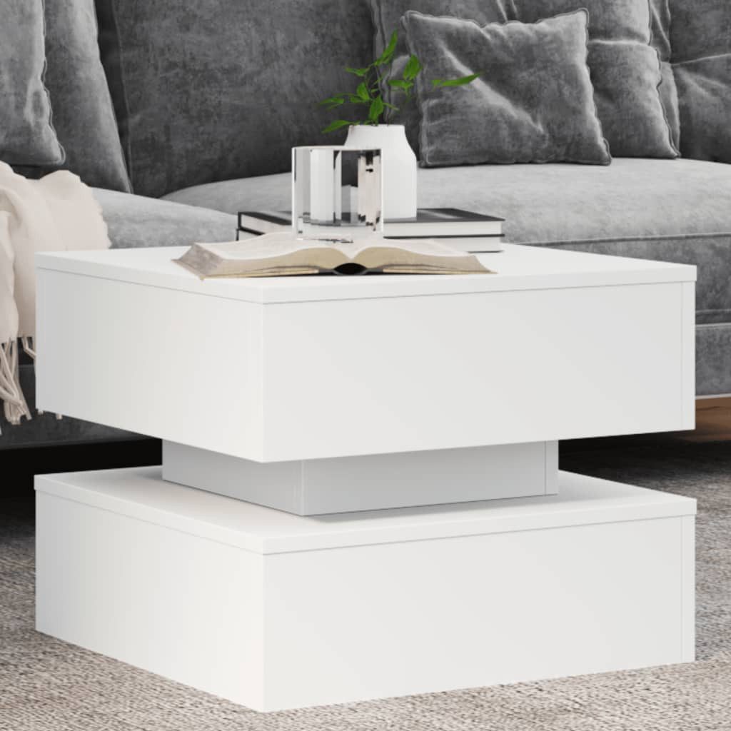 vidaXL Ablagetisch, Couchtisch mit LED-Leuchten Weiß 50x50x40 cm günstig online kaufen