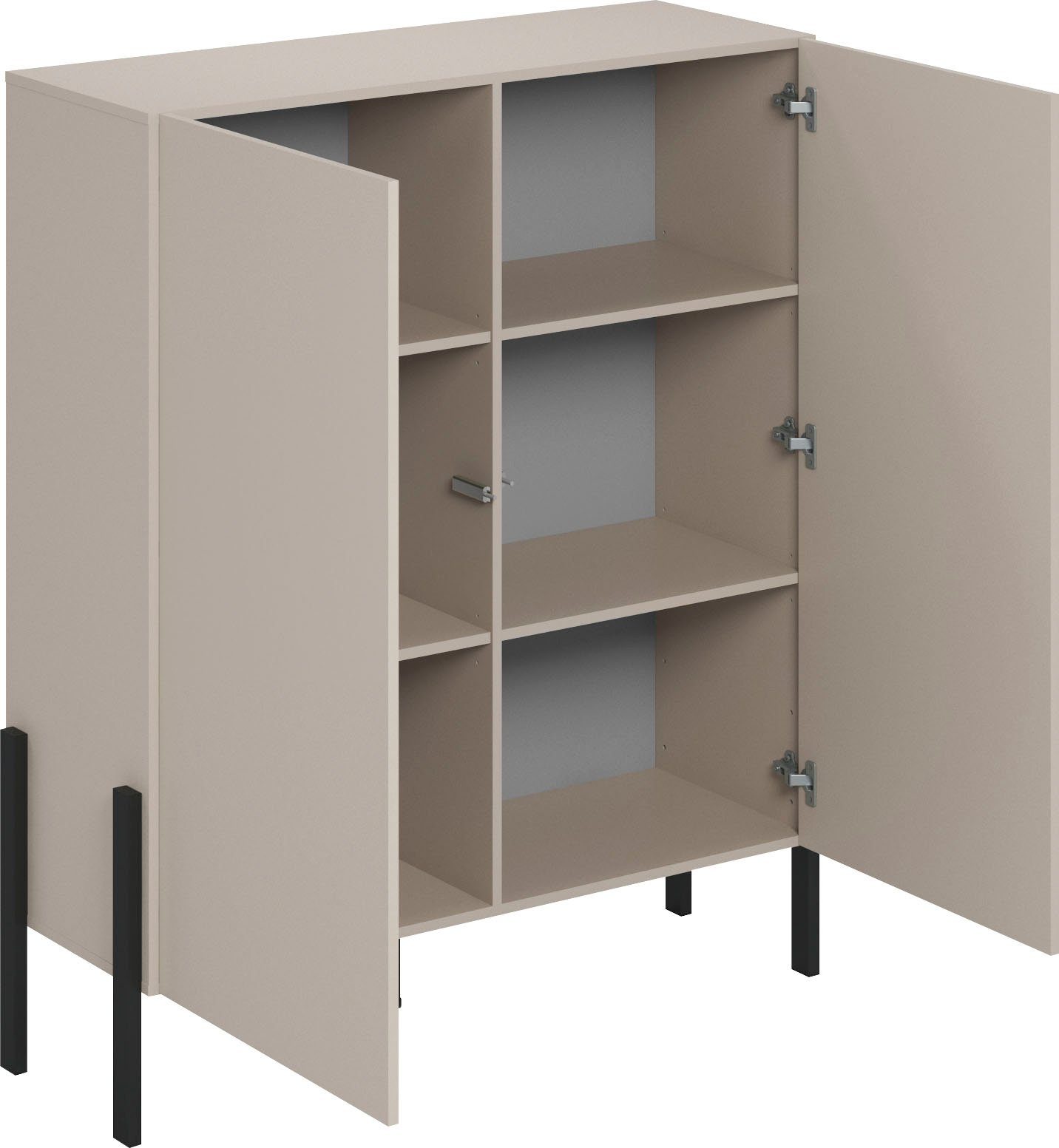 OTTO home Kommode Jukon, Breite 110 cm, moderne grifflose Hochschrank, 2Türen, Highboard mit viel Stauraum, push-to-open-Funktion