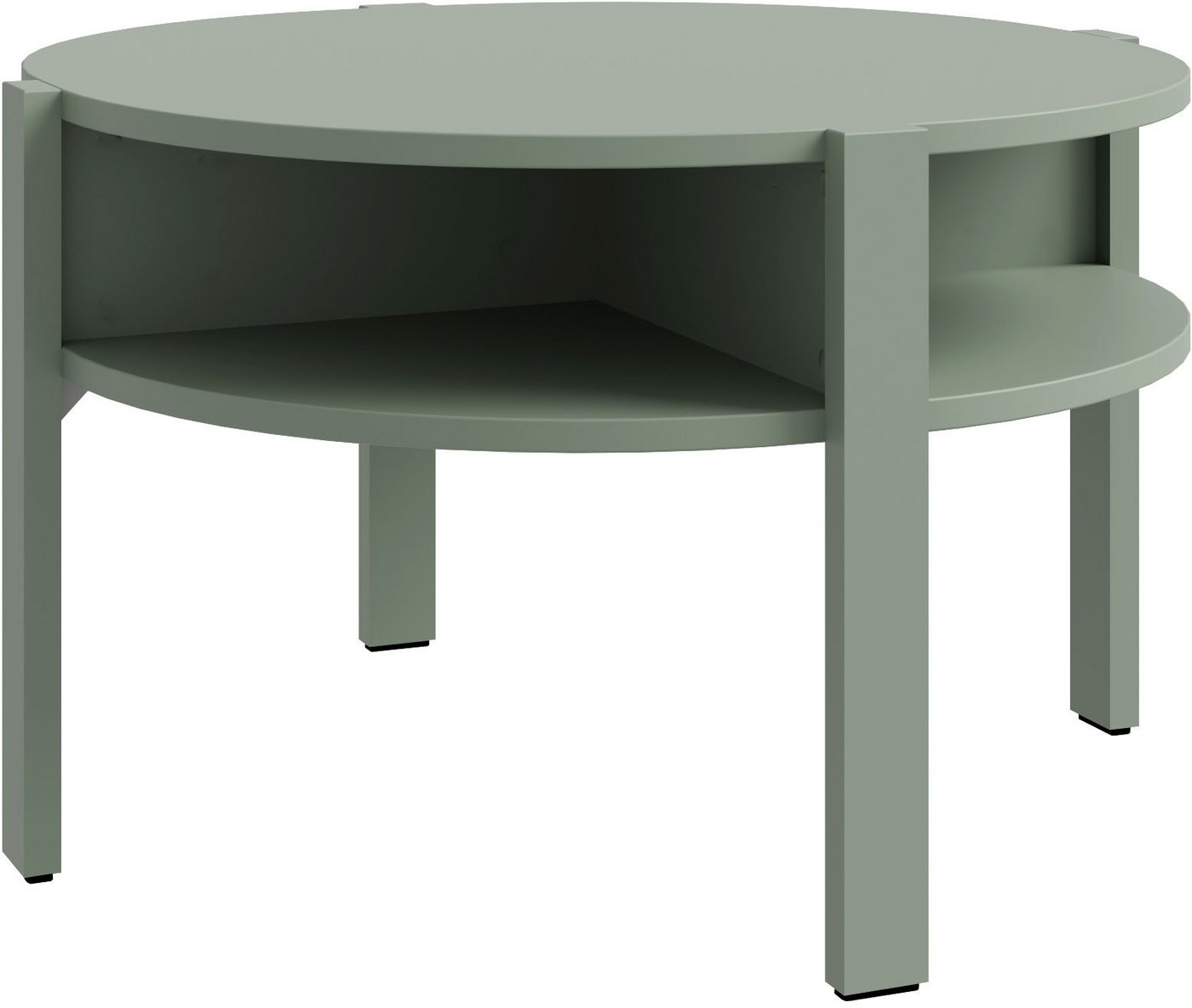 FORTE Beistelltisch Tobago, runder Couchtisch mit 4 Ablagefächern, B/H/T 74,4/45,5/74,4 cm, Durchmesser ca. 74,5 cm