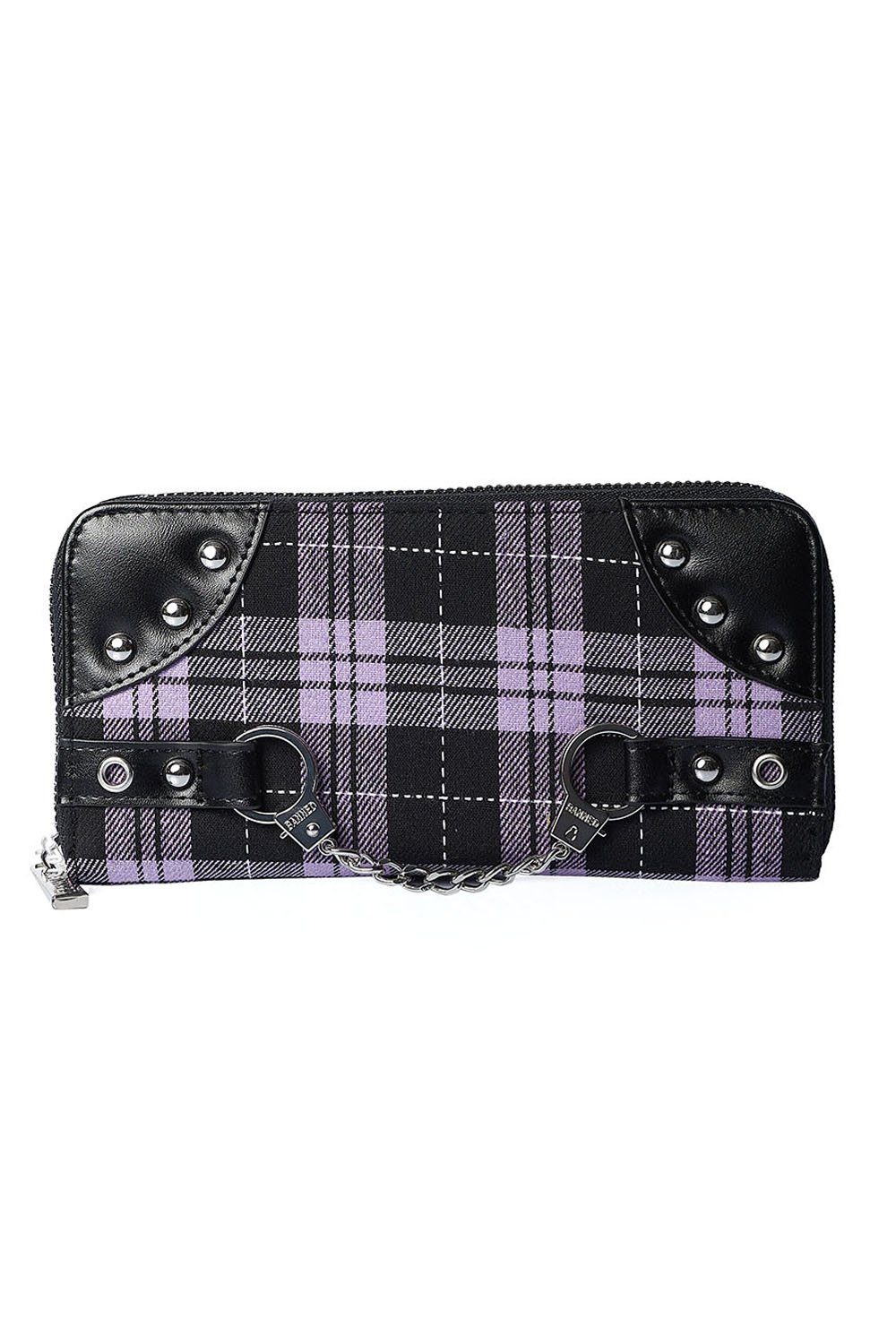 Banned Geldbörse Tartan Handcuff Lila, Handschellen Applikation