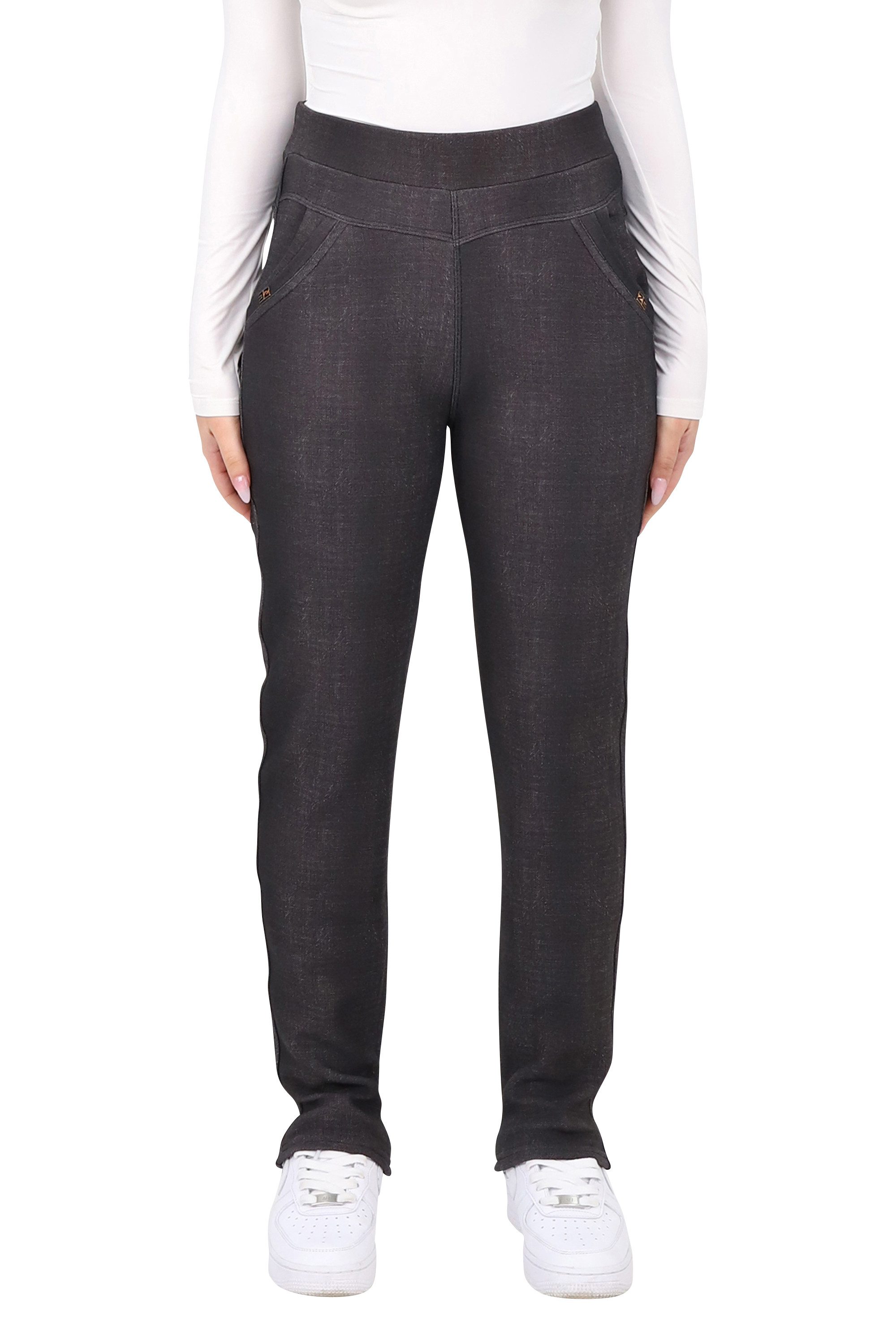 Thermohose 7031 gefütterte weiche Jeans-Optik Jeggings
