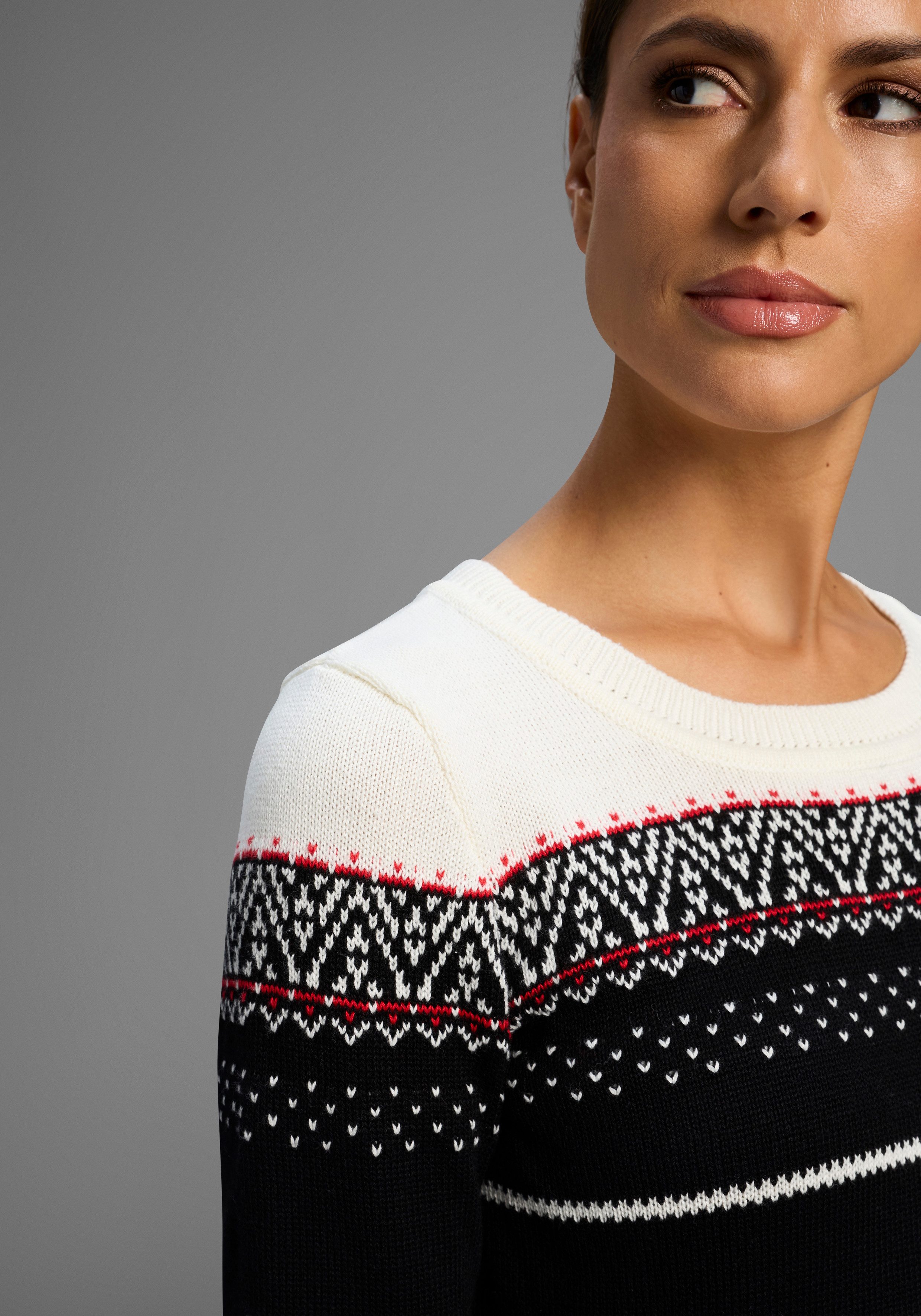 KangaROOS Strickkleid figurbetont, im Norweger-Stil, aus Baumwollmischung, langärmlig