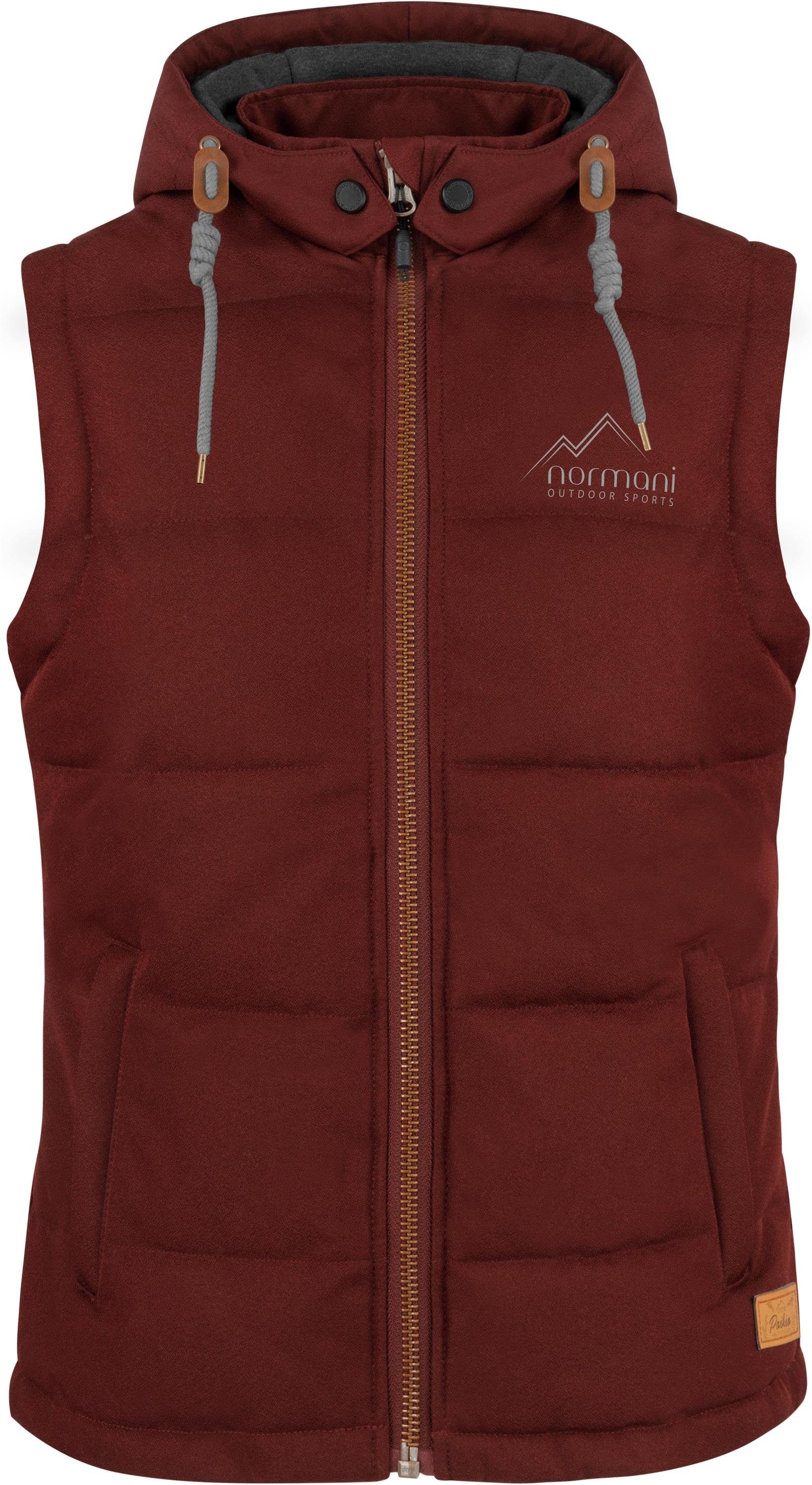 normani Funktionsweste Damen Winter-Steppweste Paihia Winddichte Winterweste mit Kapuze, Stehkragen und Seitentaschen