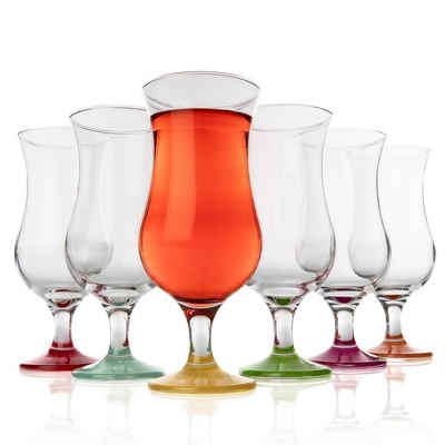 BigDean Cocktailglas 6 Stück Cocktailgläser mit farbigem Boden 420 ml spülmaschinenfest, Glas