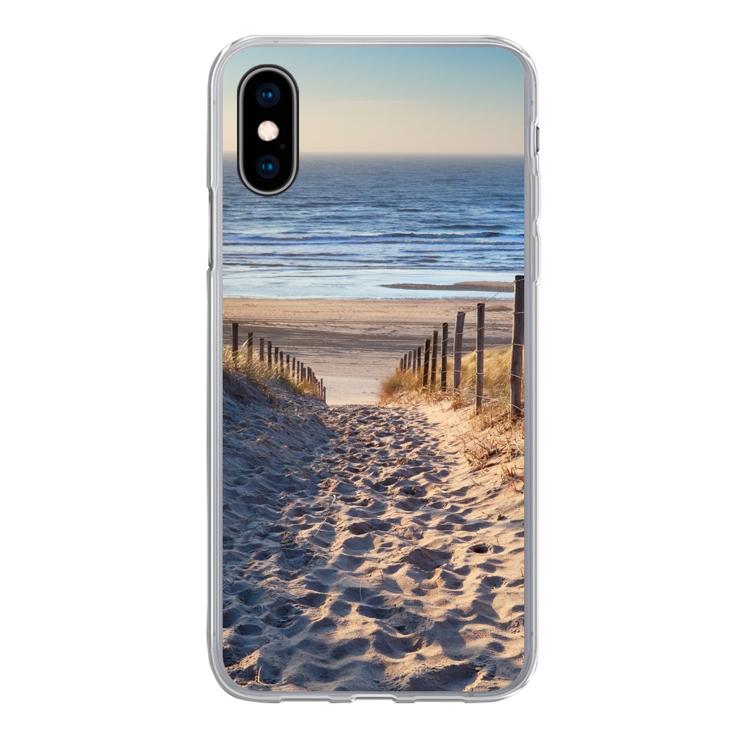 MuchoWow Handyhülle für Apple iPhone X Strand - Meer - Niederlande - Dünen - Sonne, Smartphone-Bumper, Print, Handy Schutzhülle Dünn