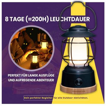 lilatec LED Außen-Tischleuchte Lilatec LED-Campingleuchte AbenteuerLicht schwarz, Integriert, 2200K - 5000K