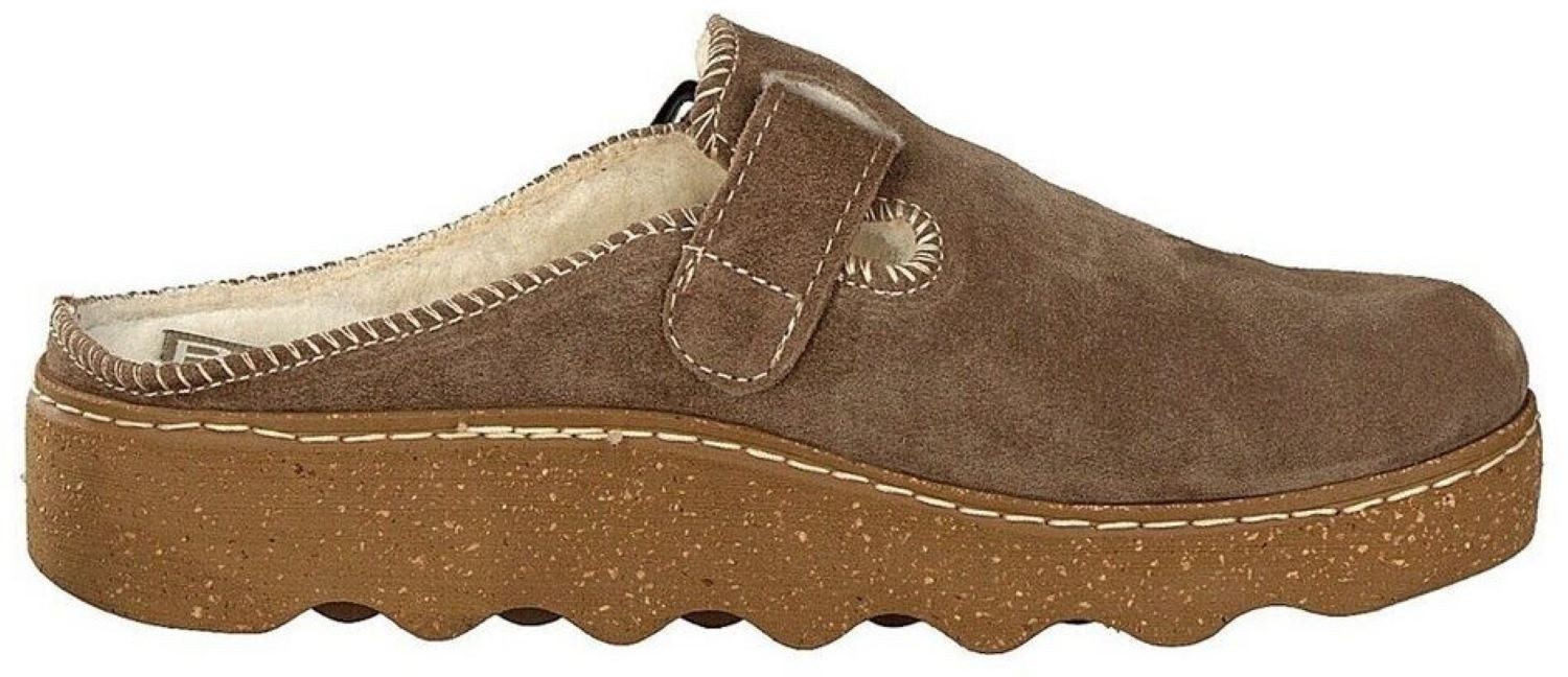 Rohde Damen Clog Lammfell Pantolette in Earth Hausschuh