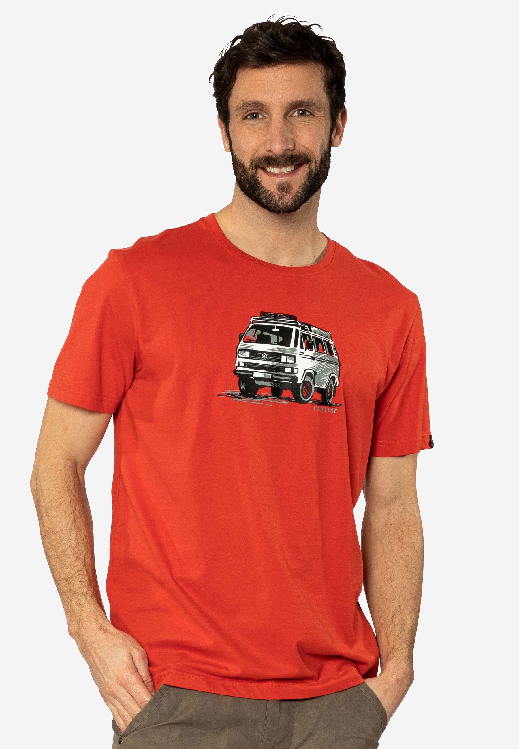 Retro mandarin Bulli Gassenhauer T-Shirt Elkline VW Brust Print
