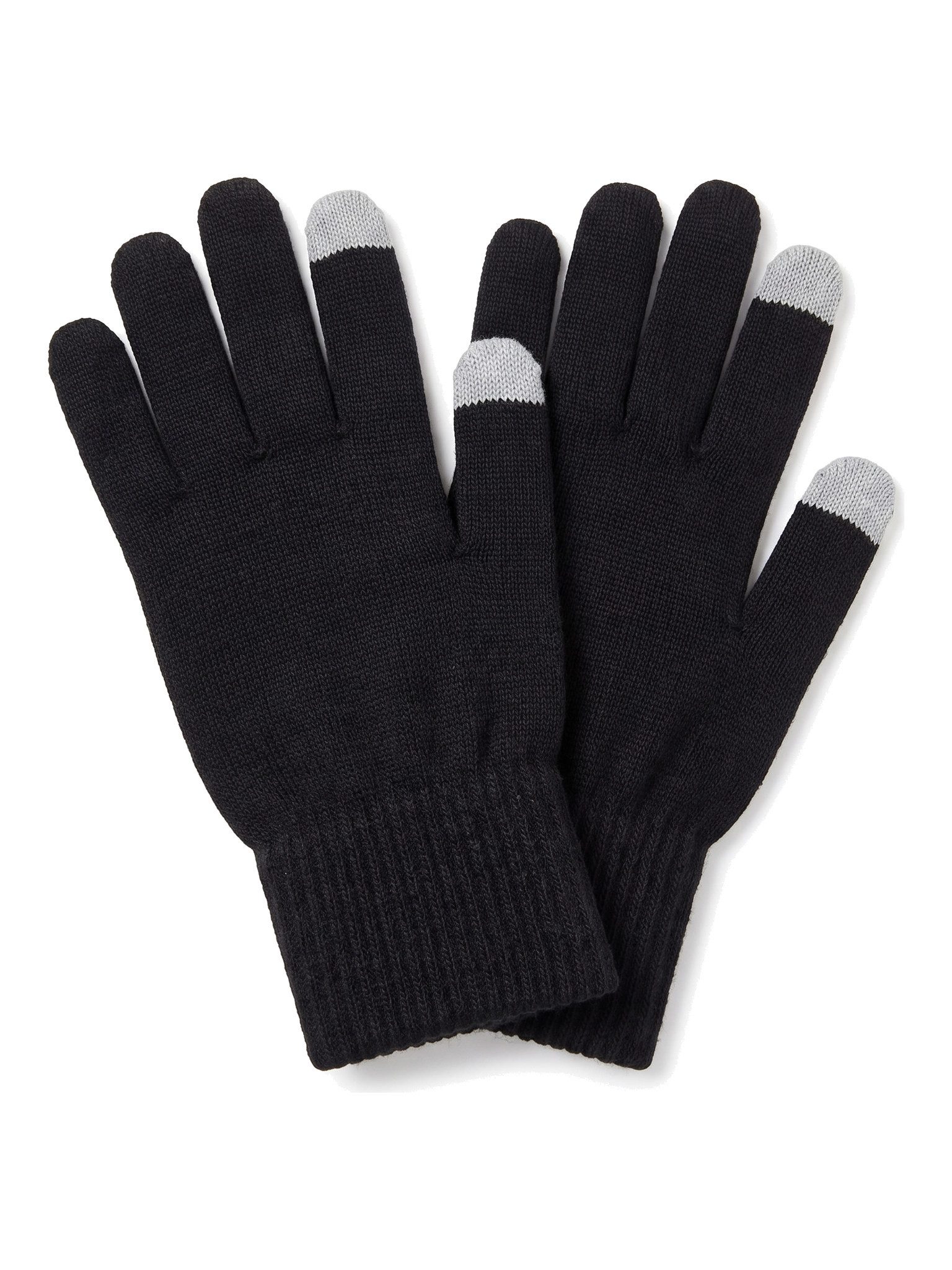 Black Snake Thermohandschuhe Strick mit Touchscreen und Rippbündchen für Damen und Herren im Winter Kuppen an Daumen und Zeigefinger – Handy bedienen ohne Ausziehen