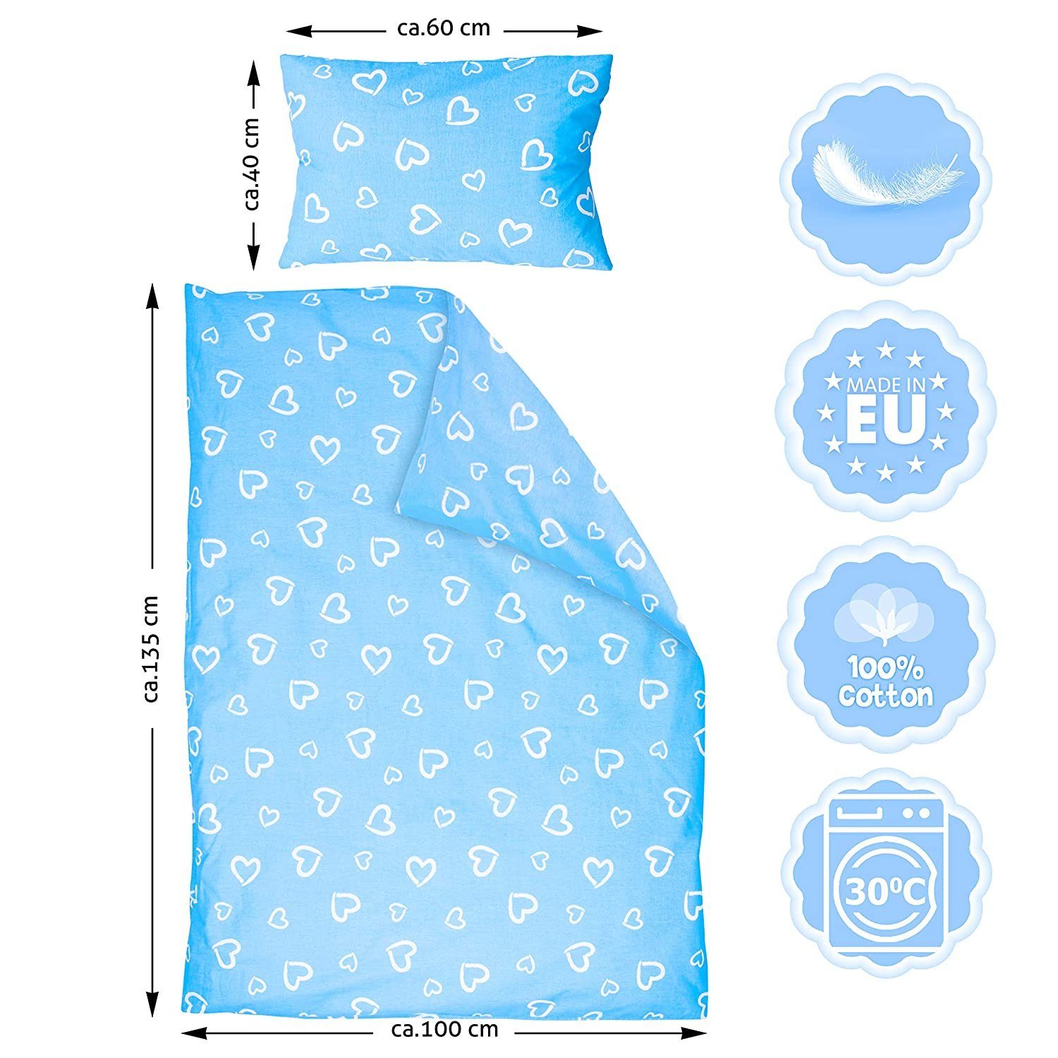 Amilian Kinderbettwäsche 100x135 - Bettwäsche Kinder - Kopfkissenbezug 40x6 günstig online kaufen