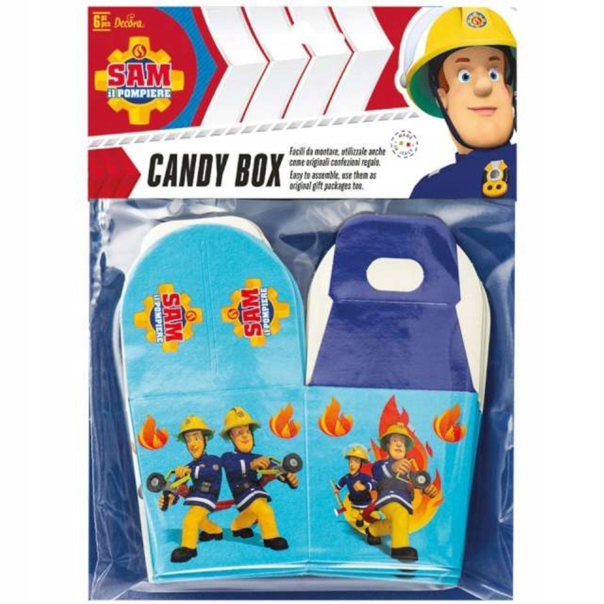 Decora Snack-Deckel Dekorative Partyboxen mit Feuerwehrmann Sam, ideal für Süßigkeiten