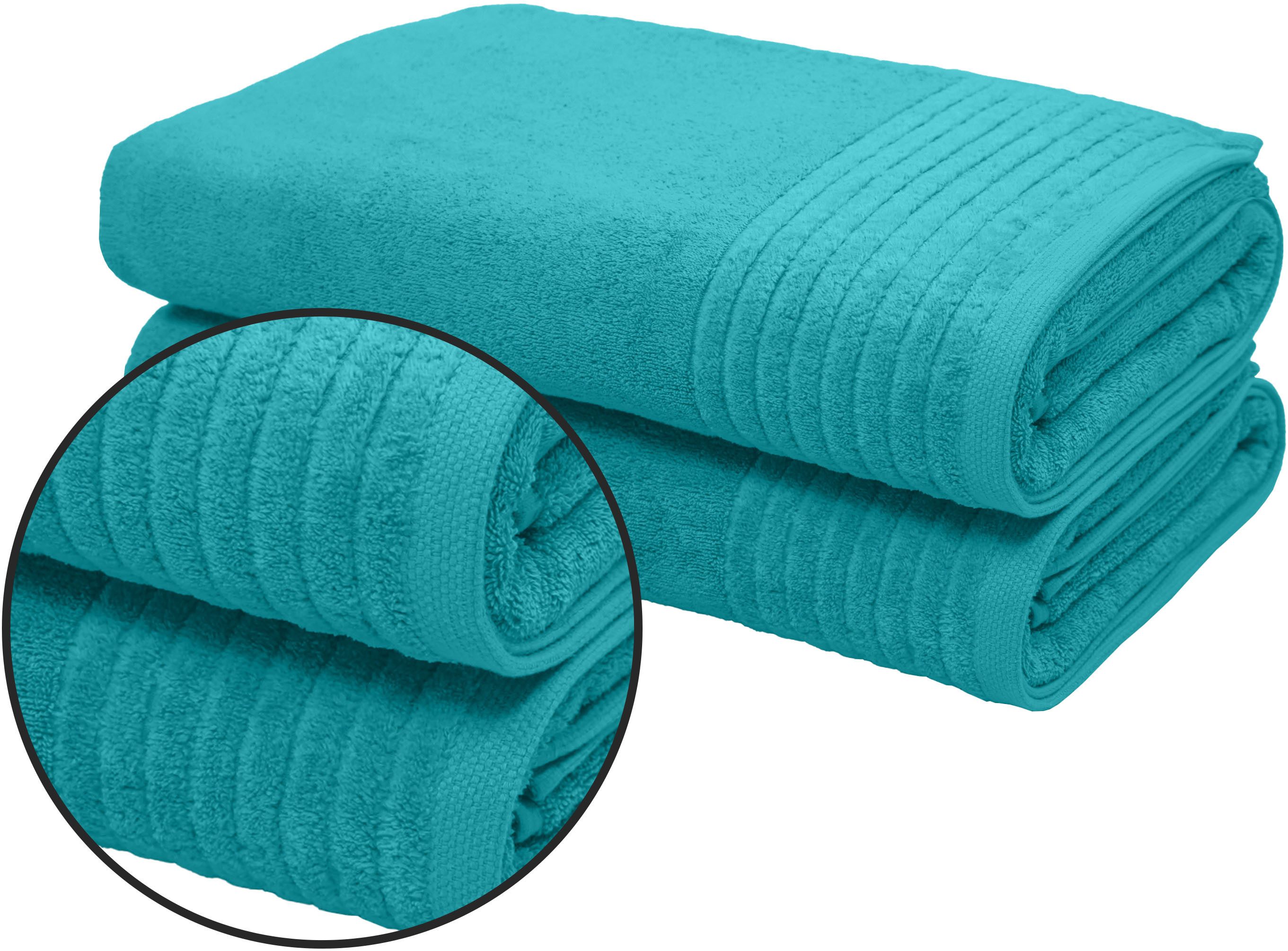 OTTO home Saunatuch Sanremo Premium, Premium Handtücher, 600 gr/m², 80x200cm, Frottier (Set, 2-St), Bordüre, einfarbig, flauschig, weich, dicke Qualität, 5 Jahre Garantie