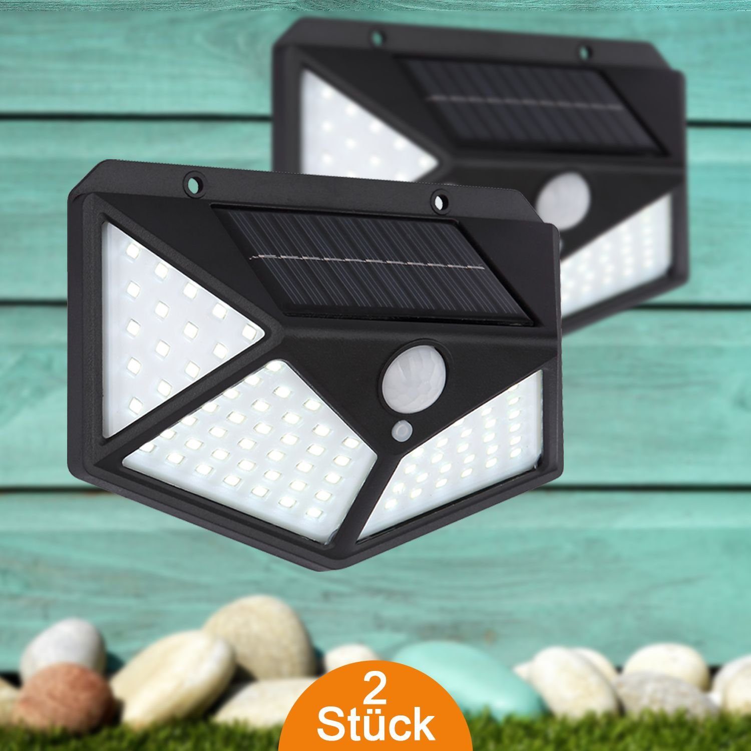 bmf-versand LED Solarleuchte Solarleuchte Garten 2er Set Wandleuchte Solarlampe Außen Außenleuchte