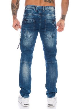 Cipo & Baxx Slim-fit-Jeans Herren Jeans mit Reißverschlussapplikationen und destroyed Look Jeans mit Reißverschlussapplikationen und destroyed Look